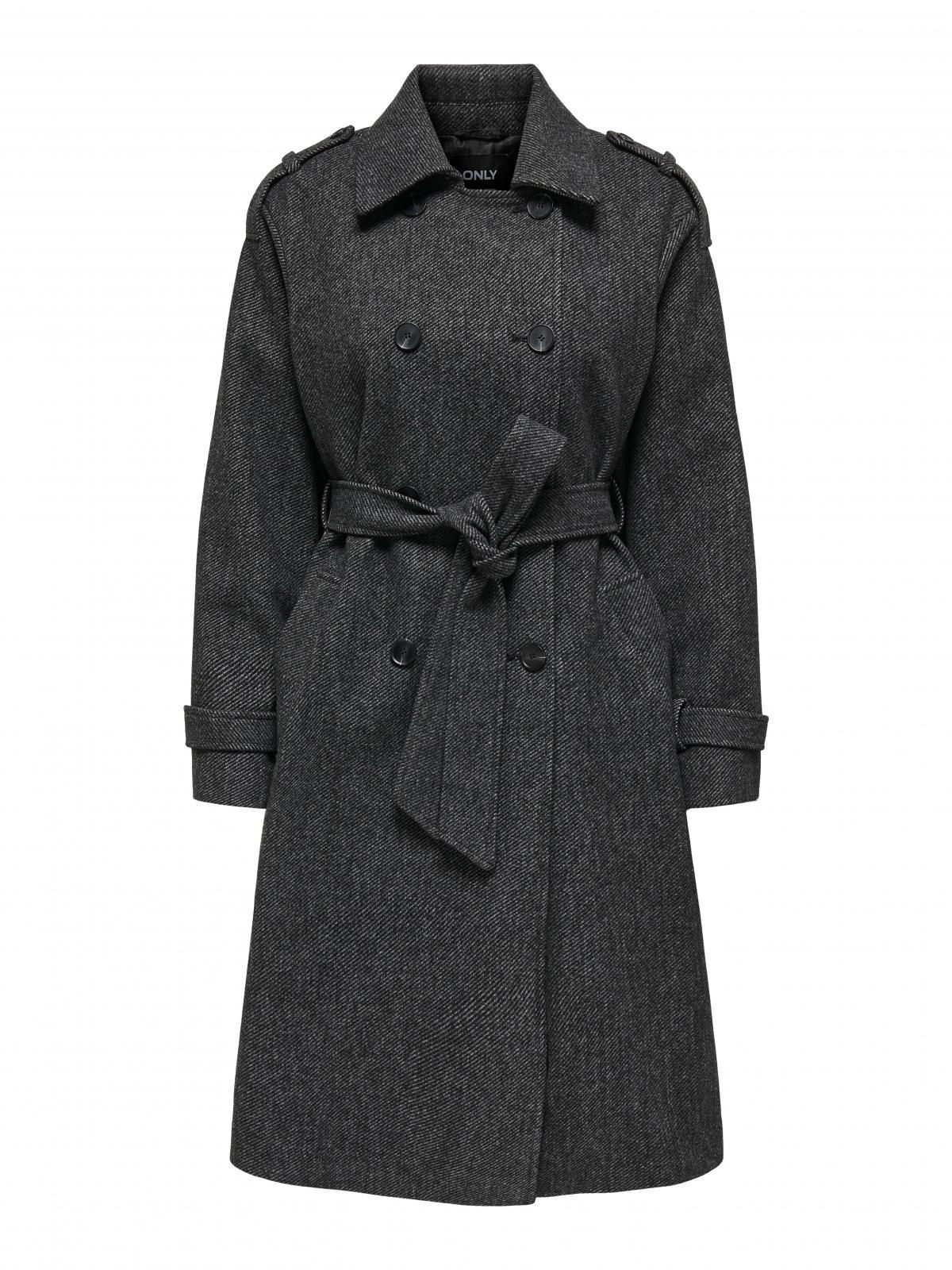 온리 클래식 더블버튼 벨트 트렌치코트 15363034_2383 GREY / DARK GREY MELANGE - 상세 이미지 4