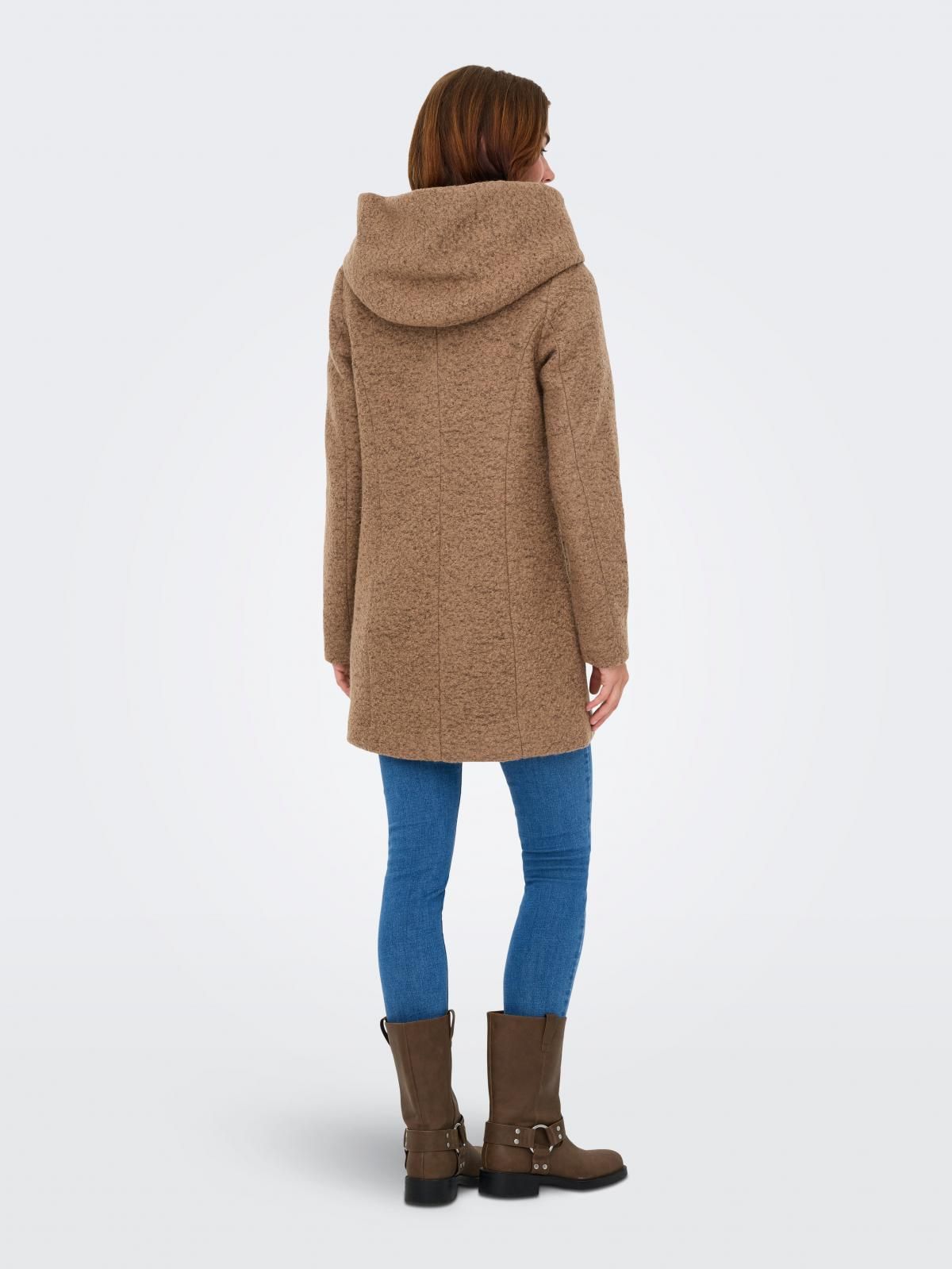 온리 테크니컬 울 후드 롱코트 베이지 15362444_12943_1233449 BROWN / COCOA CREME - 상세 이미지 2