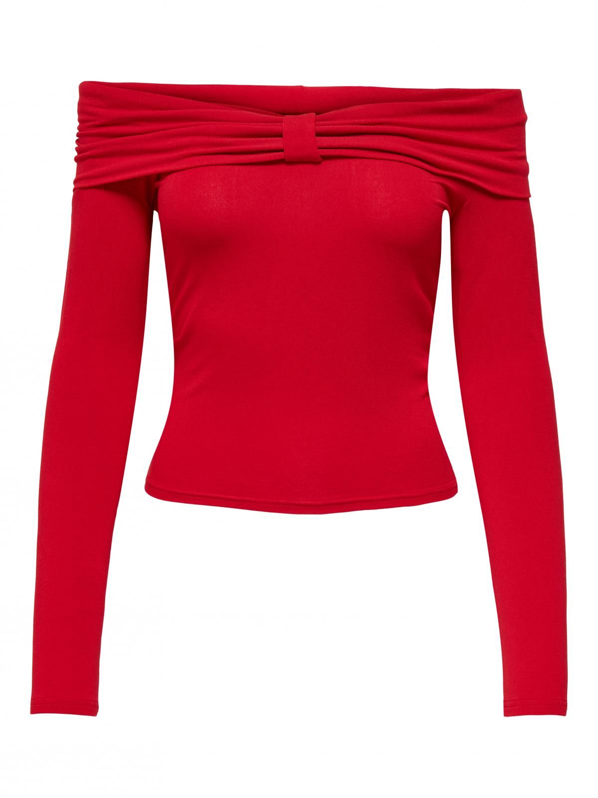 온리 오프숄더 소프트 비스코스 긴팔 탑 15339435_767 RED / MARS RED - 상세 이미지 3