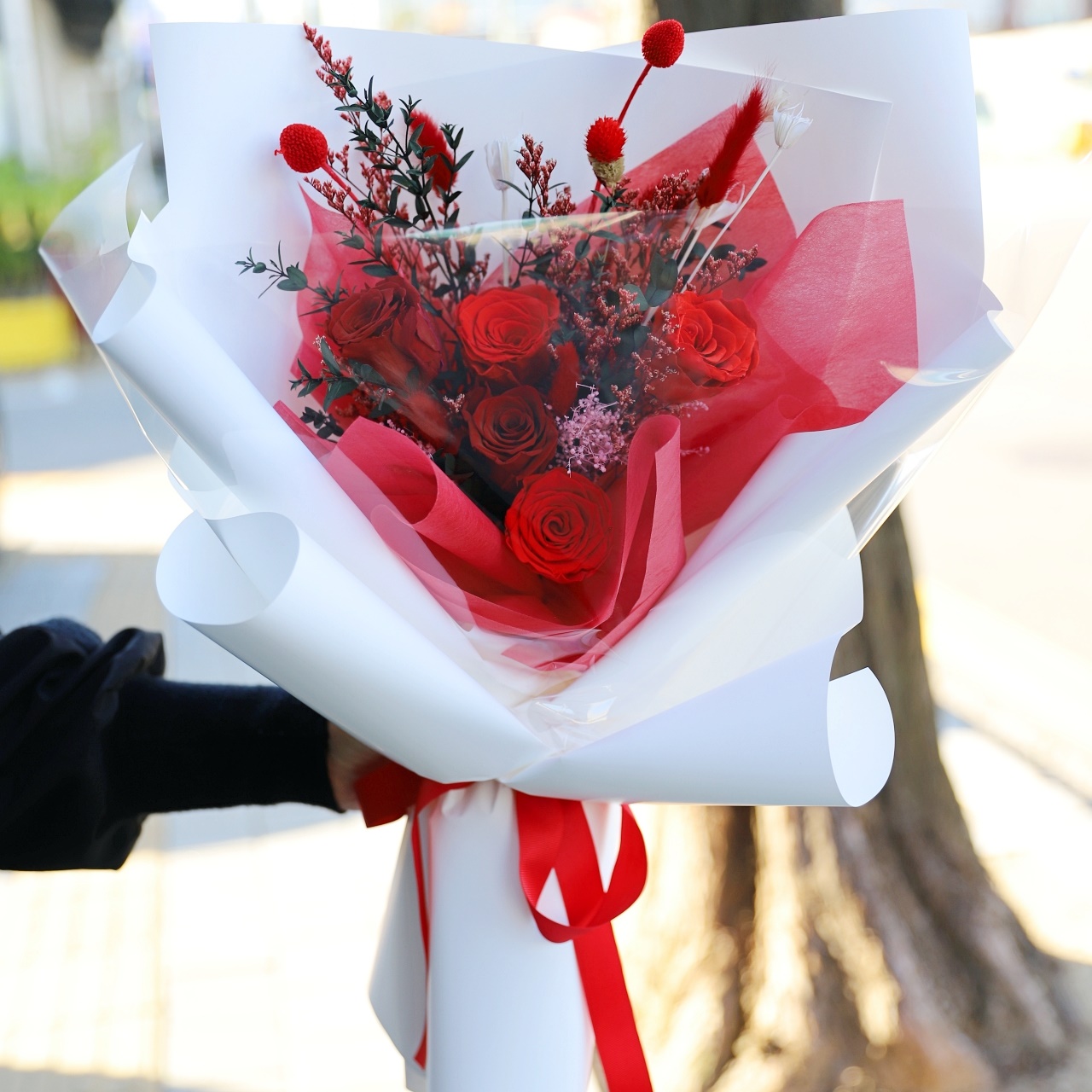졸업식 꽃다발 드라이플라워 프리저브드플라워 장미 생일 프로포즈 시들지않는꽃 이미지 7