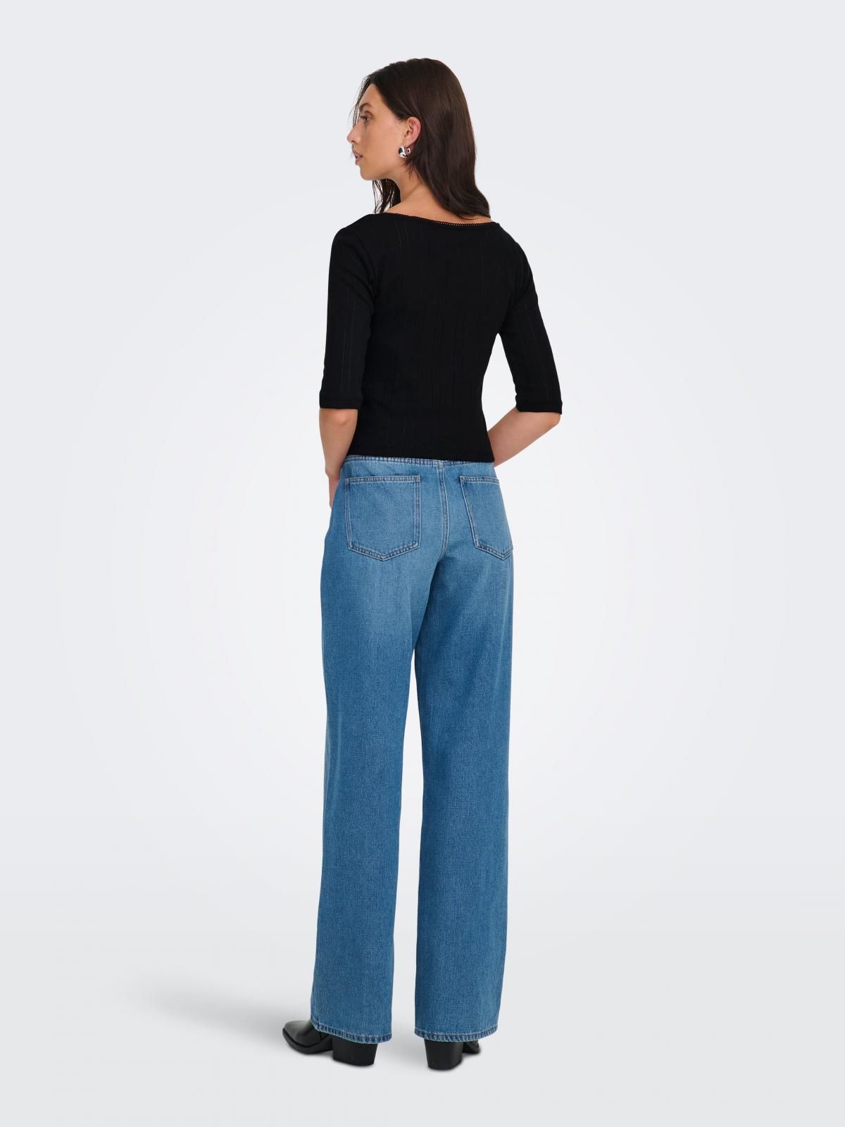 온리 베이직 스퀘어넥 크롭 반팔 티셔츠 15367593_2161 BLACK / BLACK - 상세 이미지 2