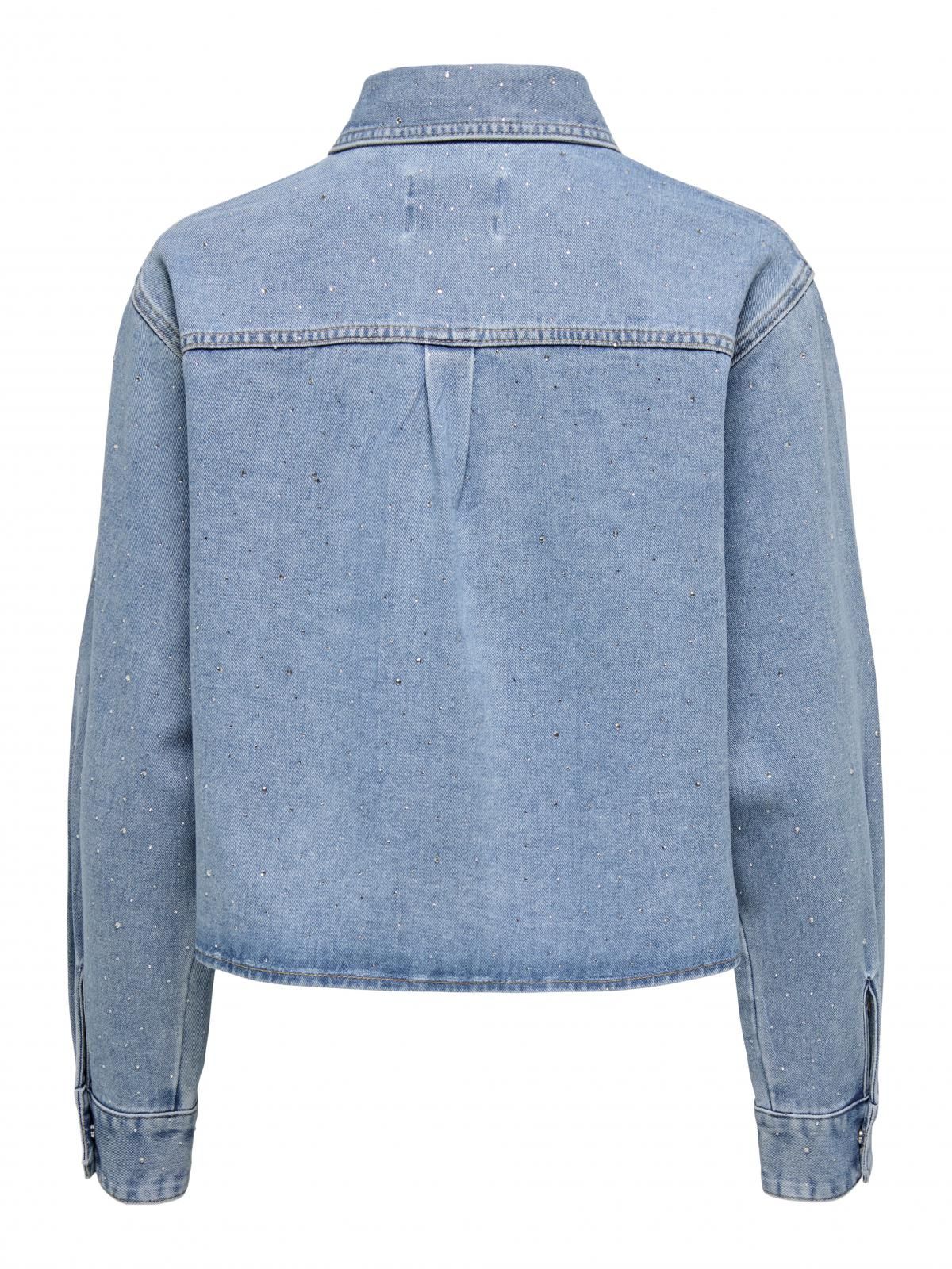 온리 트렌디 크롭 데님 셔츠 15352423_2116 BLUE / LIGHT BLUE DENIM - 상세 이미지 4