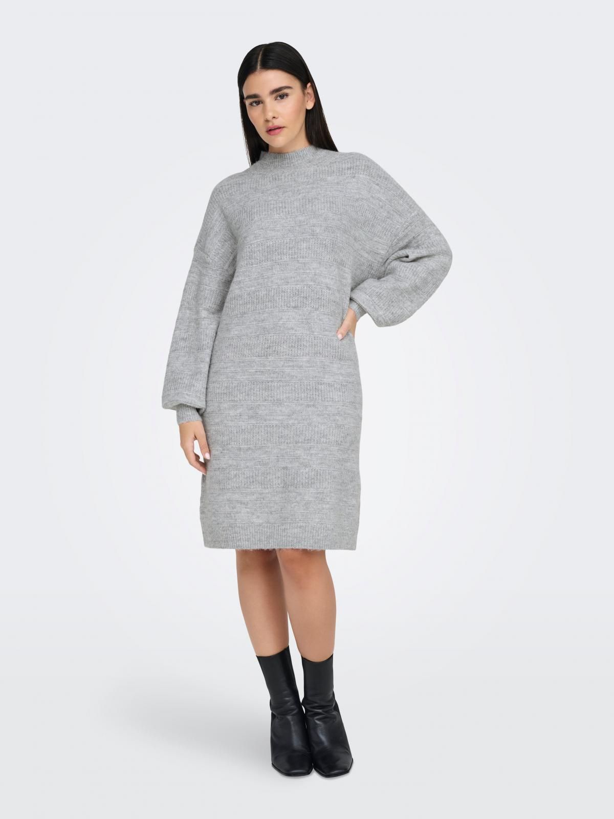 온리 미니멀 니트 하이넥 미니 원피스 15324281_2381 GREY / LIGHT GREY MELANGE - 상세 이미지 5