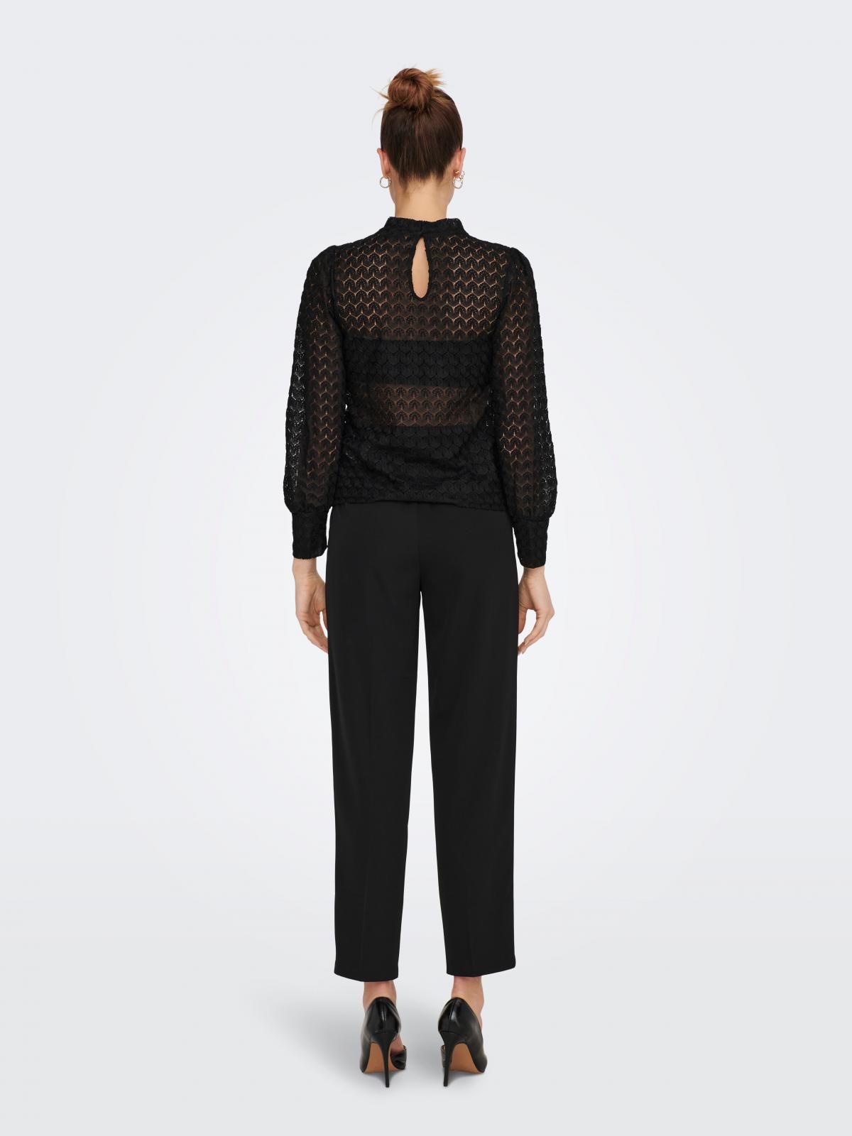 제이디와이 레이스 시스루 하이넥 블라우스 15268408_2161 BLACK / BLACK - 상세 이미지 2