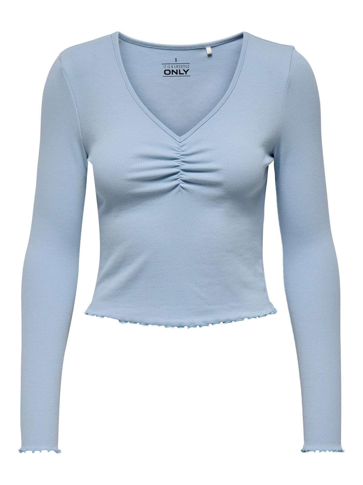 온리 소프트핏 브이넥 롱슬리브 탑 15342012_3013 BLUE / SOFT CHAMBRAY - 상세 이미지 4