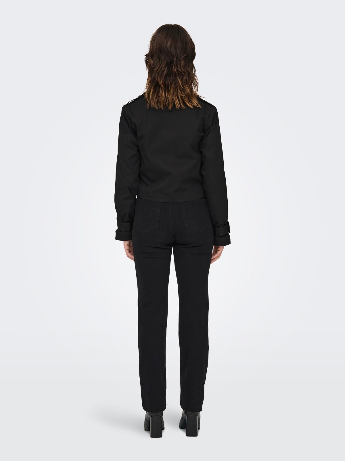 온리 크롭 더블브레스트 트렌치코트 15336405_2161 BLACK / BLACK - 상세 이미지 2