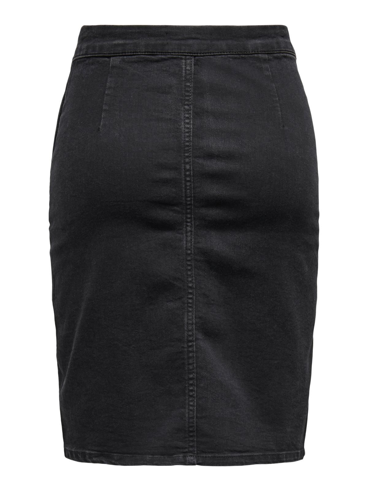 온리 데님 버튼 포인트 미디 스커트 15357946_8183 BLACK / WASHED BLACK - 상세 이미지 4