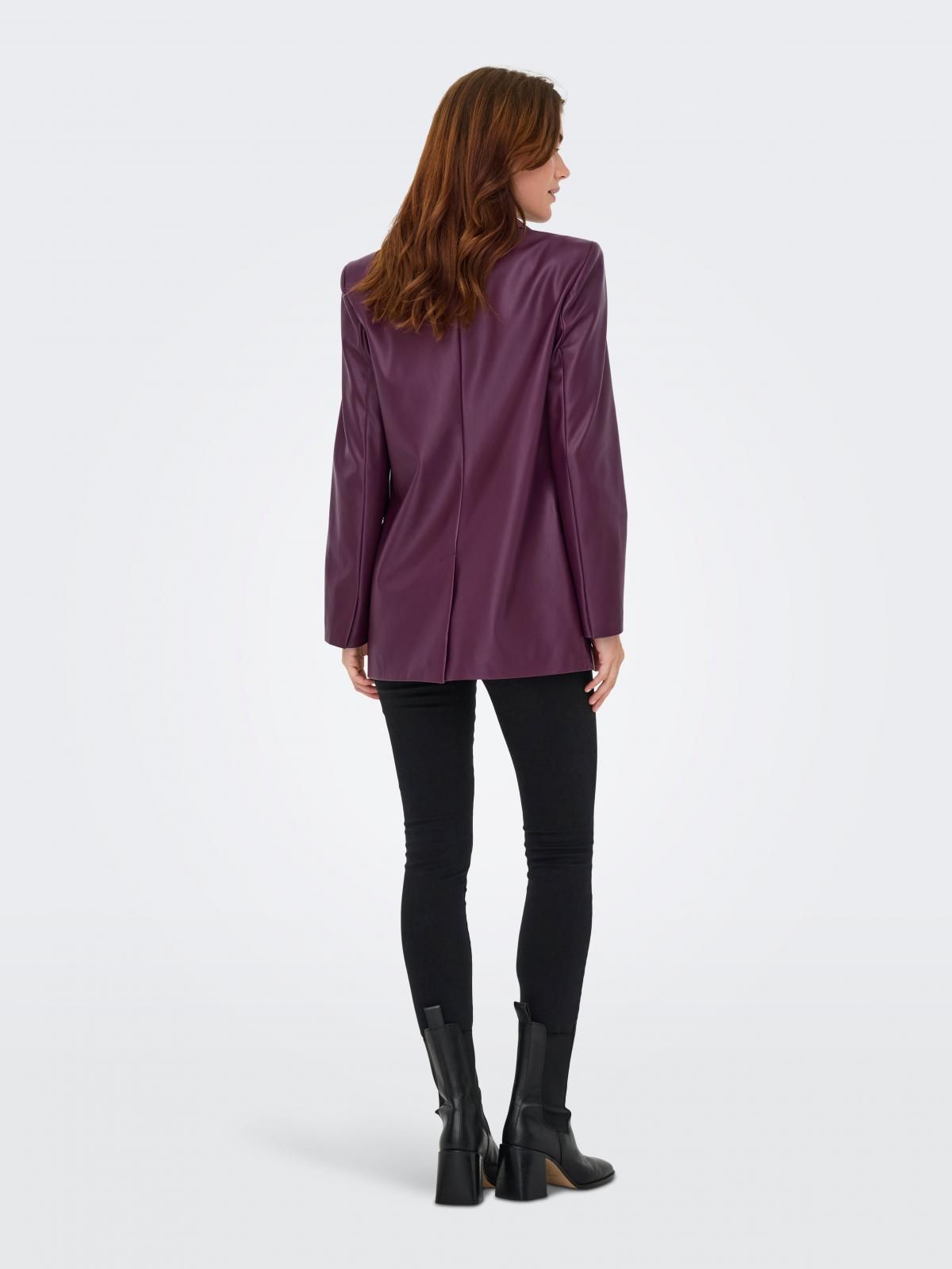 온리 더블브레스트 퍼플 레더 테일러드 재킷 15348943_1045 PURPLE / MAUVE WINE - 상세 이미지 2