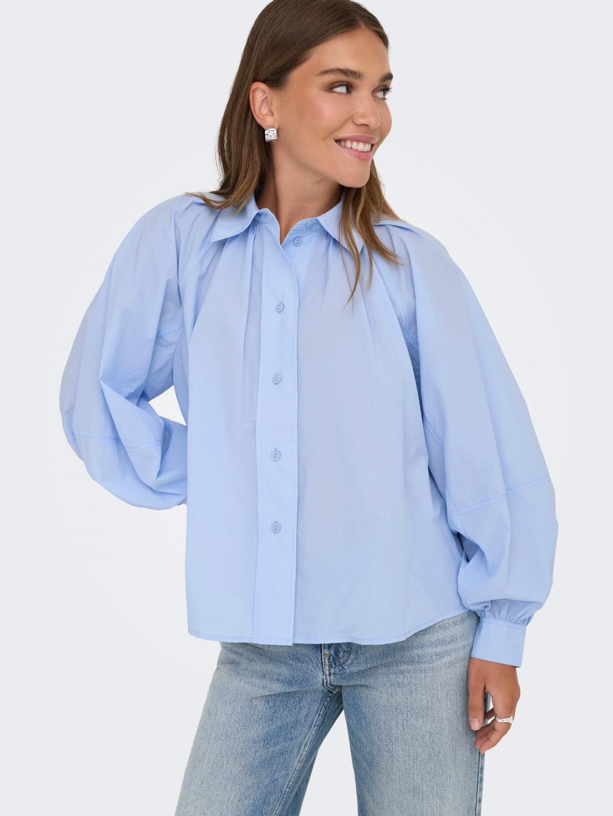 온리 루즈핏 테크니컬 긴팔 셔츠 블루 15370568_1243 BLUE / CASHMERE BLUE 이미지 6