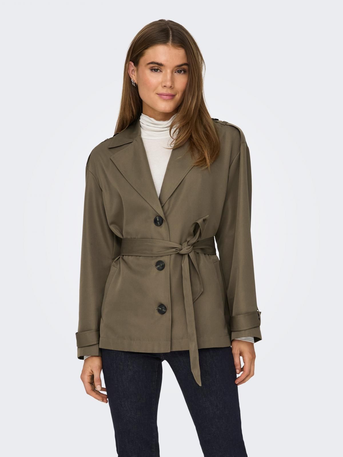 온리 테크니컬 숏 벨트 트렌치코트 15317205_120 GREY / WALNUT - 상품 이미지