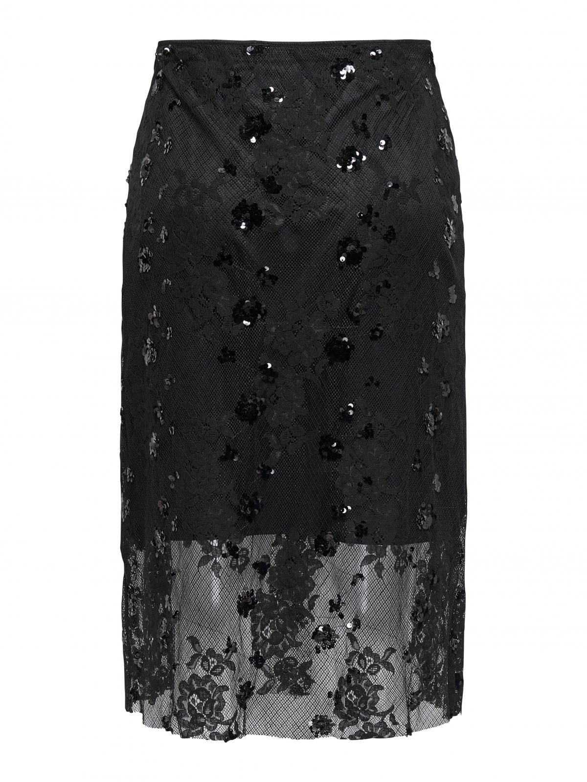 온리 시퀸 레이스 미디 스커트 15355789_2161 BLACK / BLACK - 상세 이미지 4
