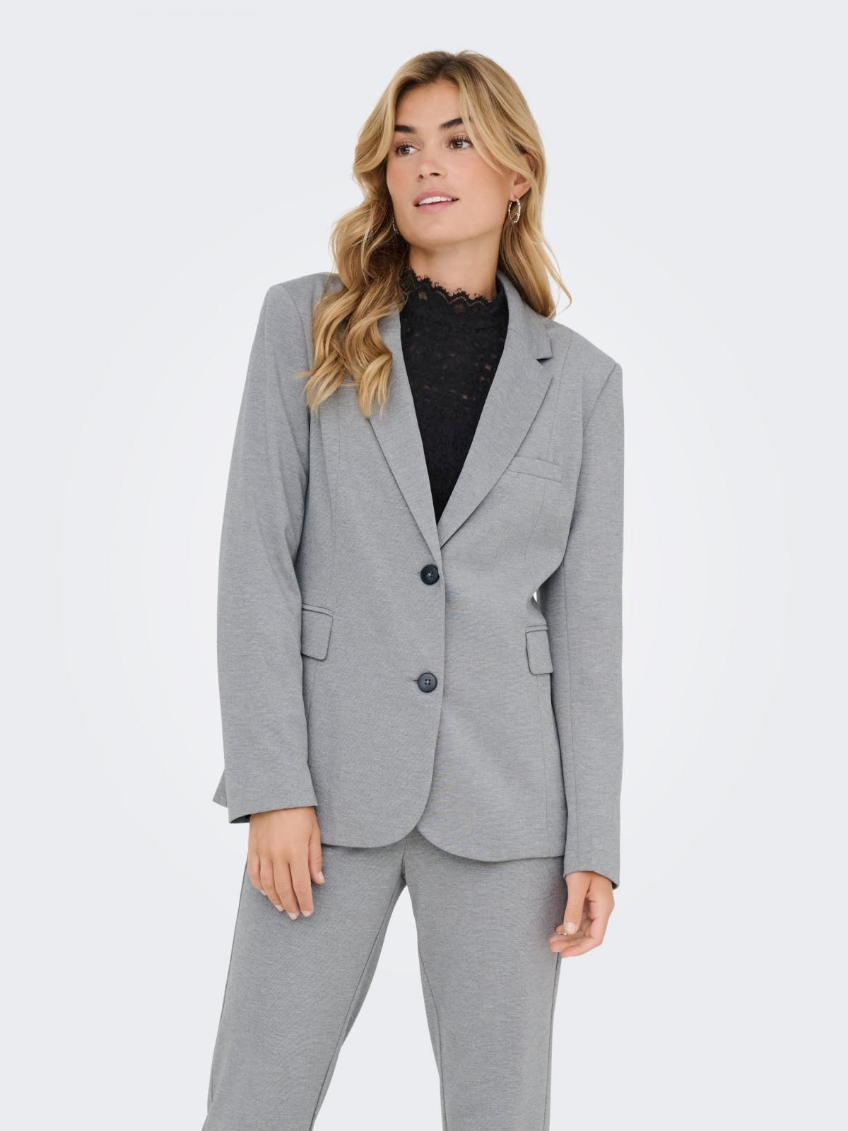 온리 테일러드 슬림핏 그레이 블레이저 15353536_2381 GREY / LIGHT GREY MELANGE - 상품 이미지