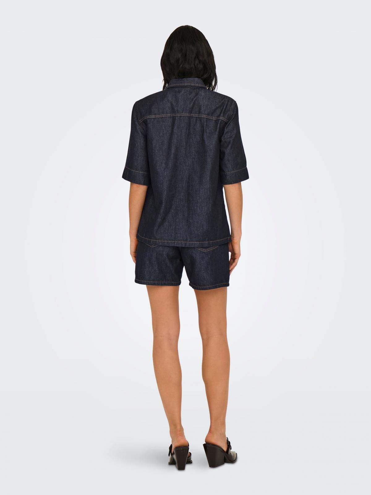 제이디와이 오버사이즈 진청 데님 반팔 셔츠 15347515_2114 BLUE / DARK BLUE DENIM - 상세 이미지 2