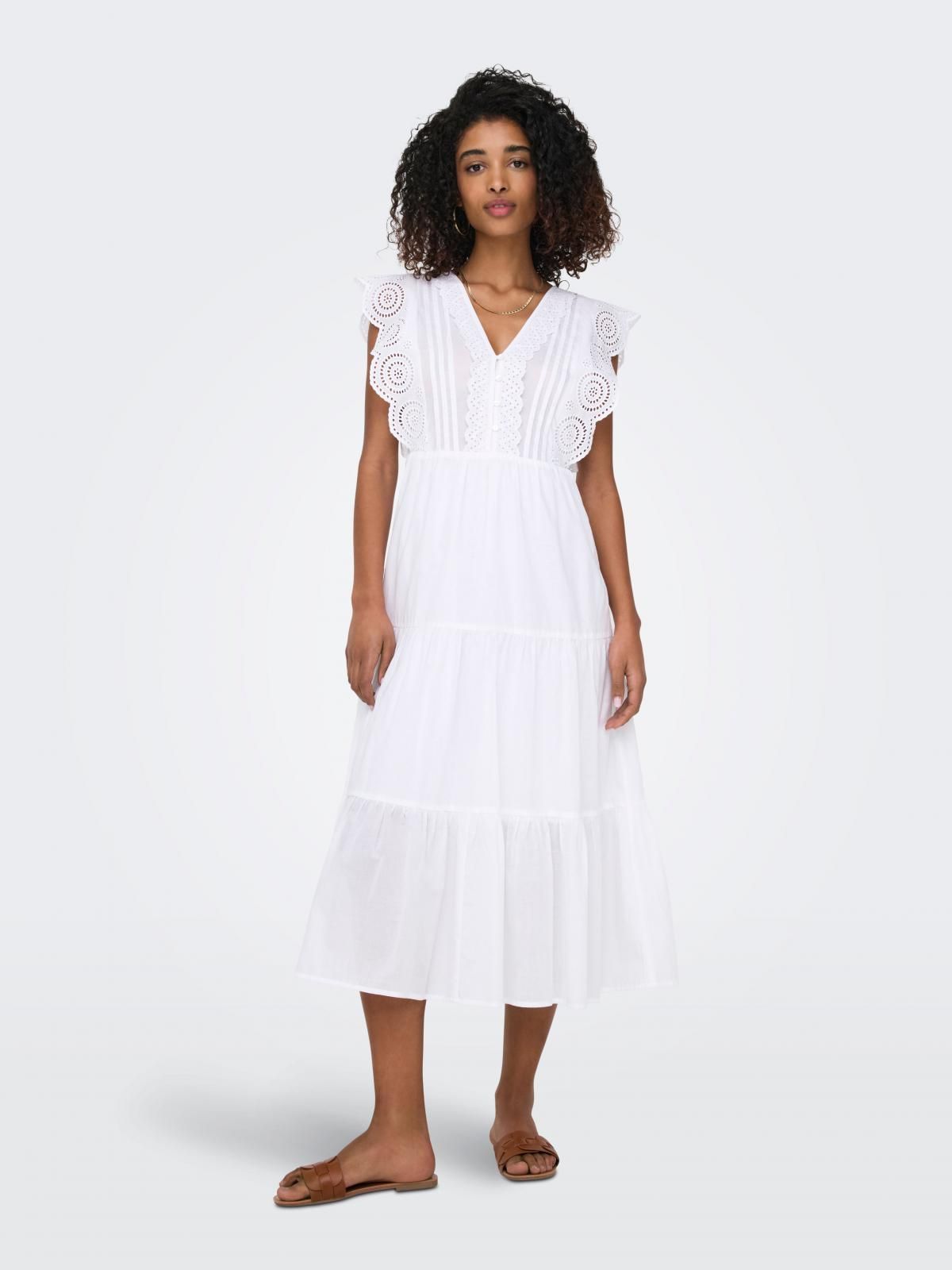 제이디와이 브이넥 플레어 미디 원피스 화이트 15350748_5 WHITE / BRIGHT WHITE - 상품 이미지