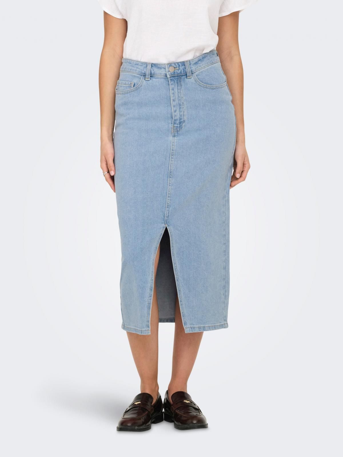 제이디와이 트렌디 데님 미디 스커트 슬릿 15348142_2116 BLUE / LIGHT BLUE DENIM - 상품 이미지