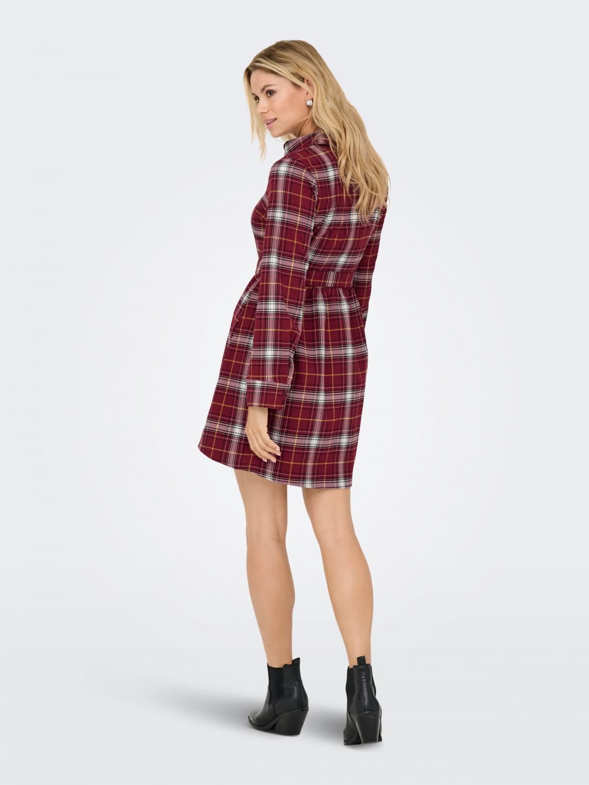 온리 체크 셔츠 미니 원피스 벨트 레드 15368634_2054_1256941 RED / SYRAH - 상세 이미지 2