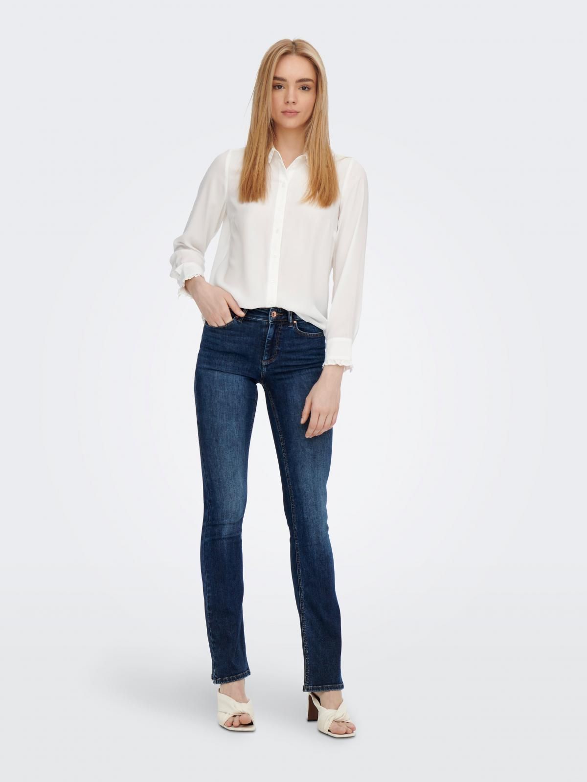 온리 미드웨이스트 플레어핏 데님 진 15264050_2114 BROWN / SILVER MINK - 상세 이미지 5
