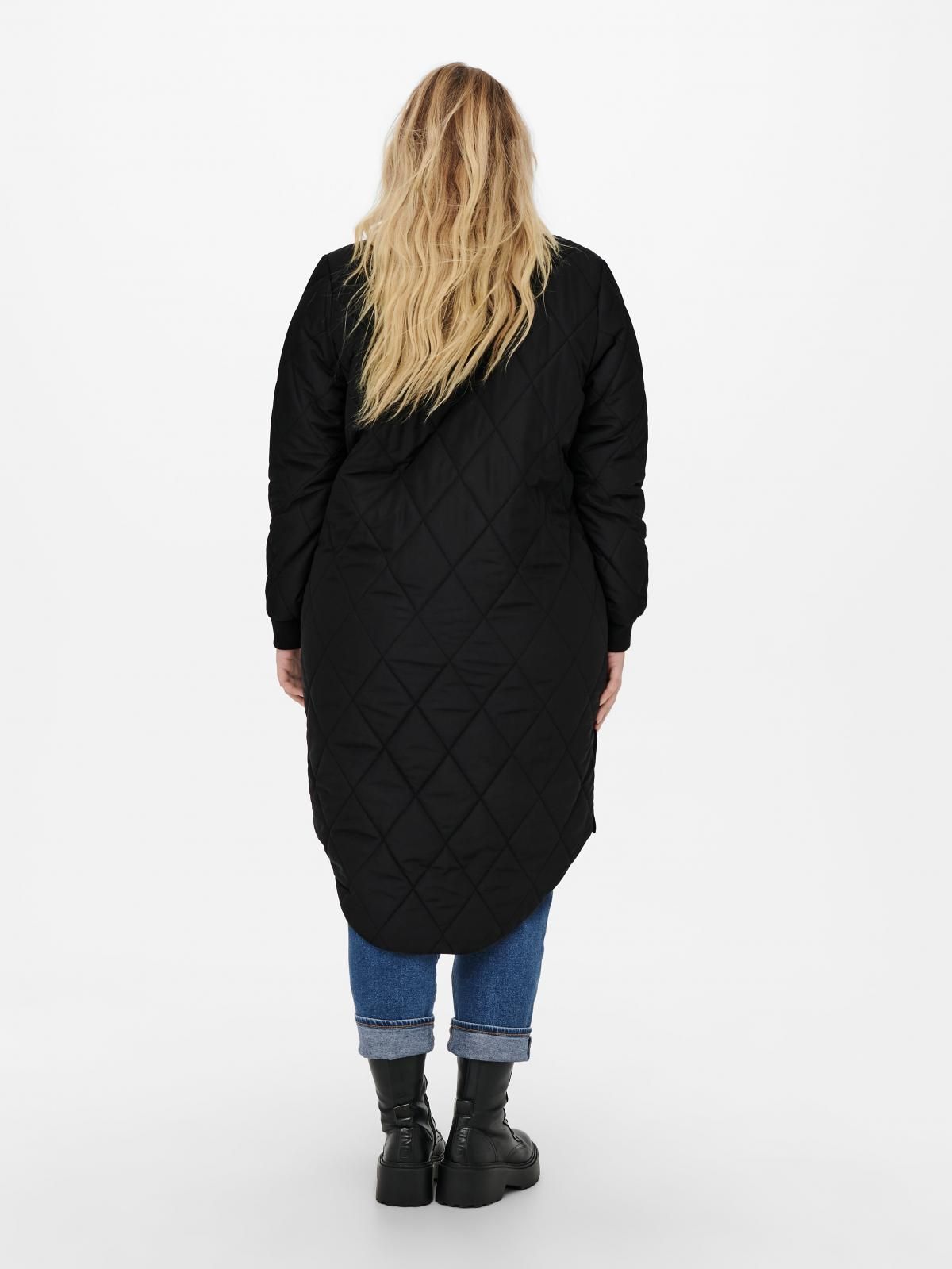 온리 롱 퀼팅 라운드넥 자켓 빅사이즈 15237689_2161 BLACK / BLACK - 상세 이미지 2