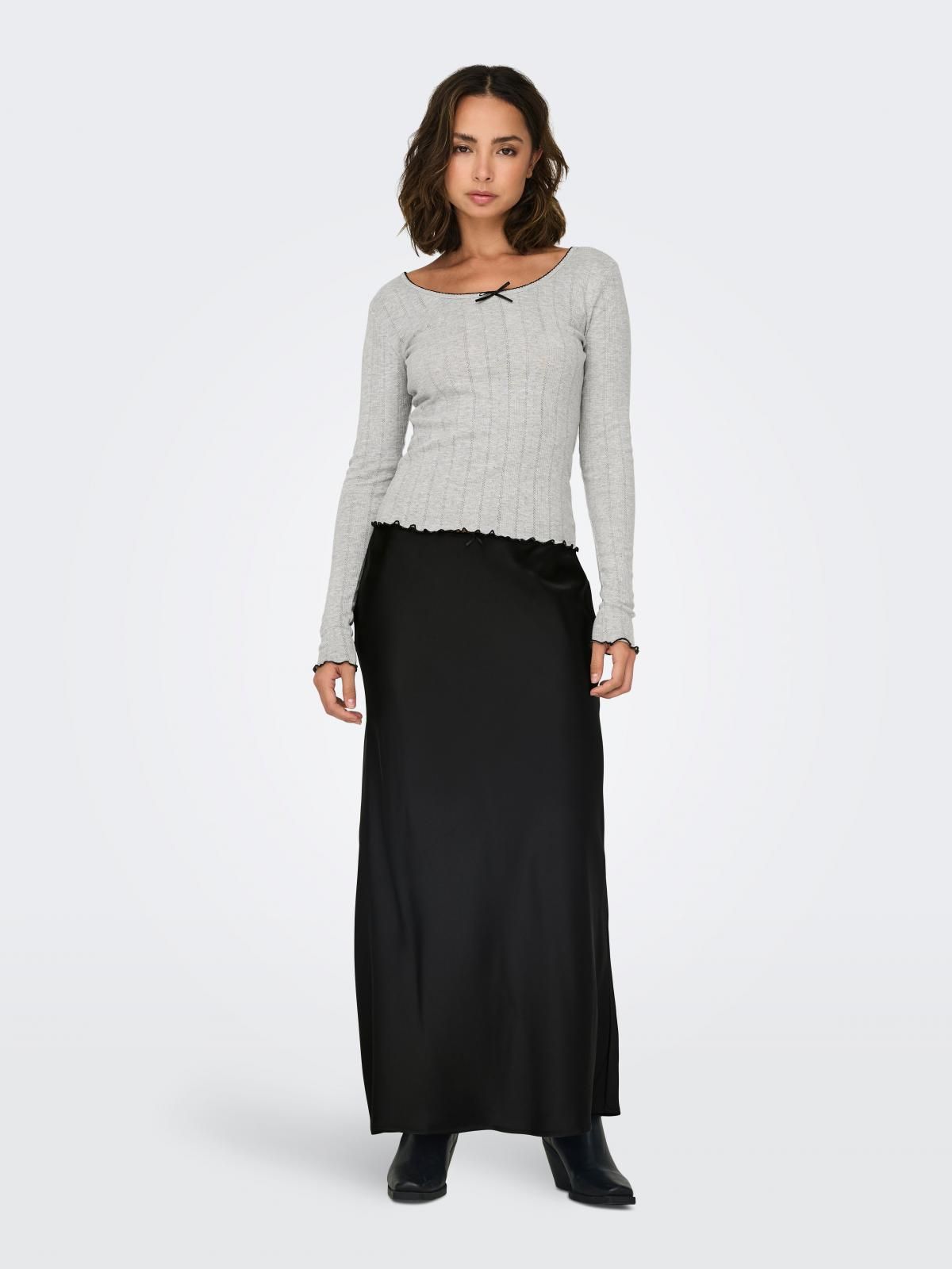 온리 베이직 롱스커트 리본디테일 블랙 15343280_2161 BLACK / BLACK - 상세 이미지 5
