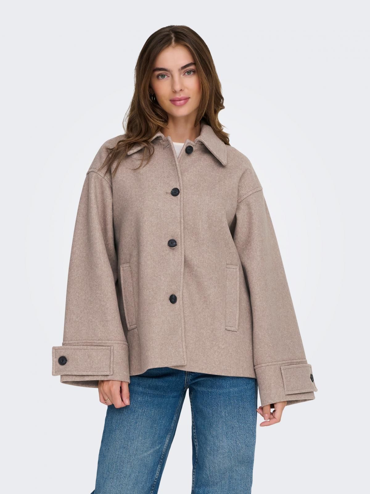 온리 테크니컬 숏 자켓 코트 15349219_120_1218360 GREY / WALNUT - 상품 이미지