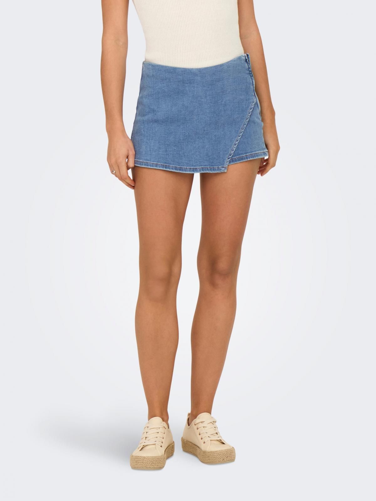 온리 데님 랩 미니 스커트 캐주얼 15349010_2115 BLUE / MEDIUM BLUE DENIM - 상품 이미지