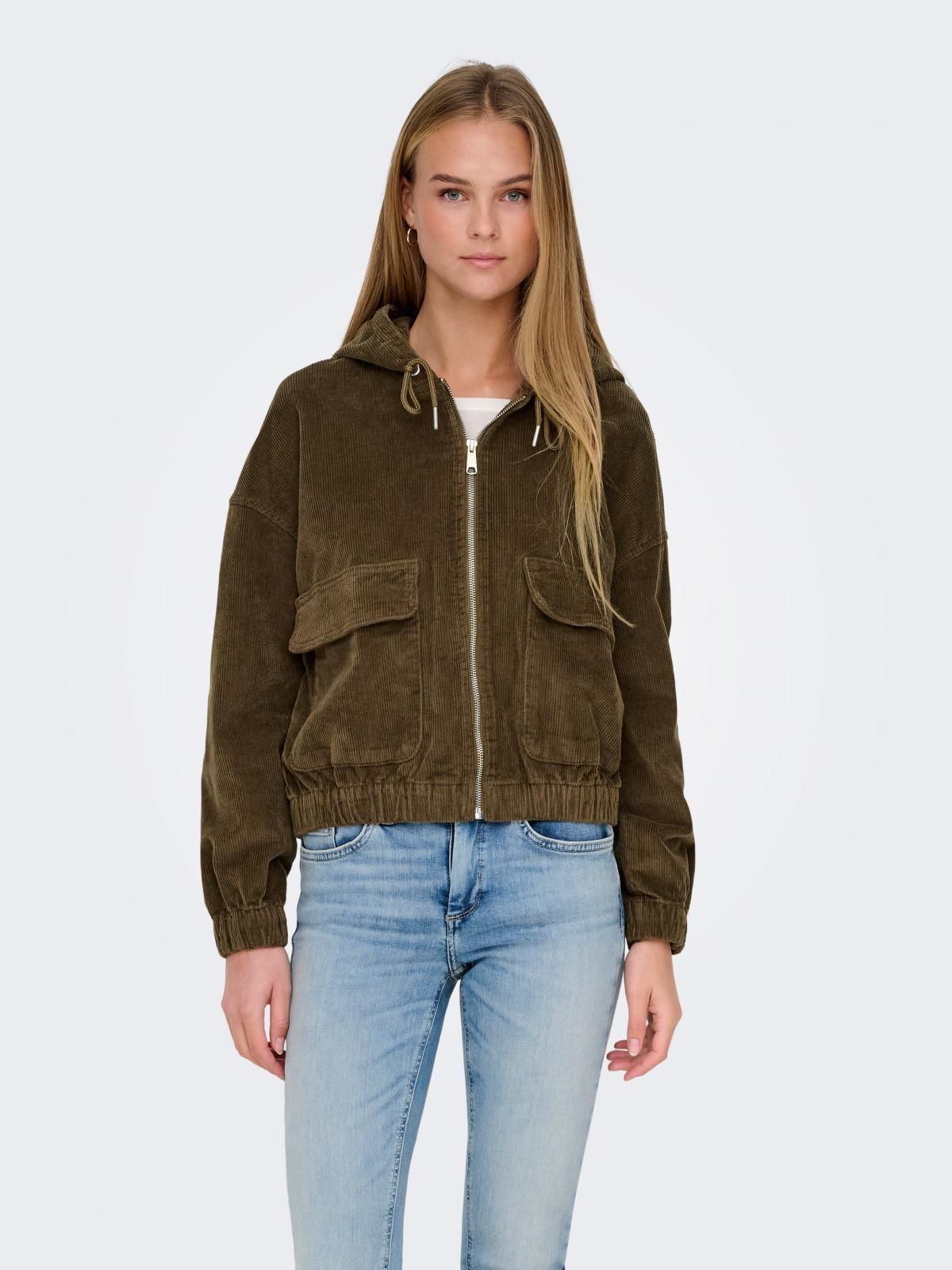 온리 코듀로이 후드 집업 숏 재킷 15246274_270 BROWN / CUB - 상품 이미지