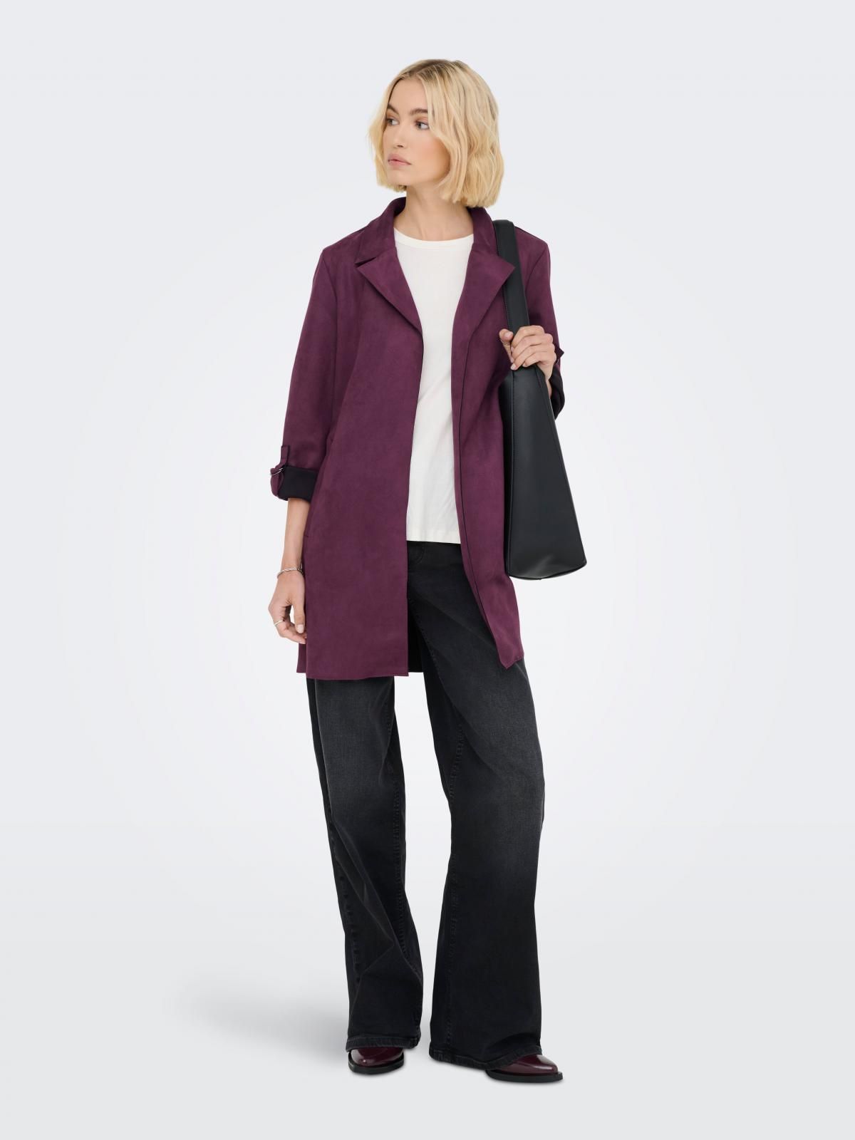 온리 모던 버건디 롱 코트 15179864_1045 PURPLE / MAUVE WINE - 상세 이미지 5