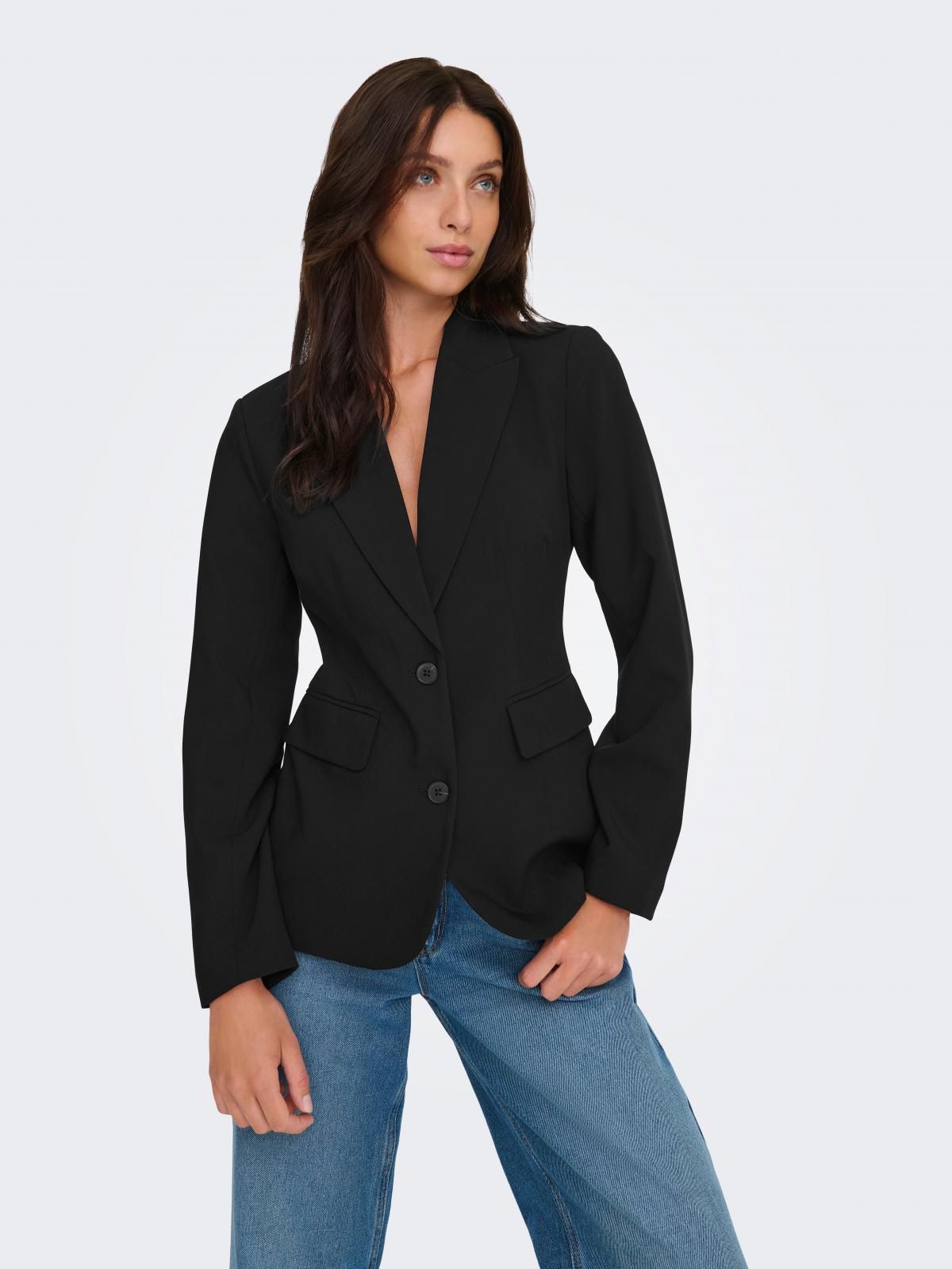 온리 테일러드 슬림핏 블랙 블레이저 15371105_2161 BLACK / BLACK - 메인 이미지