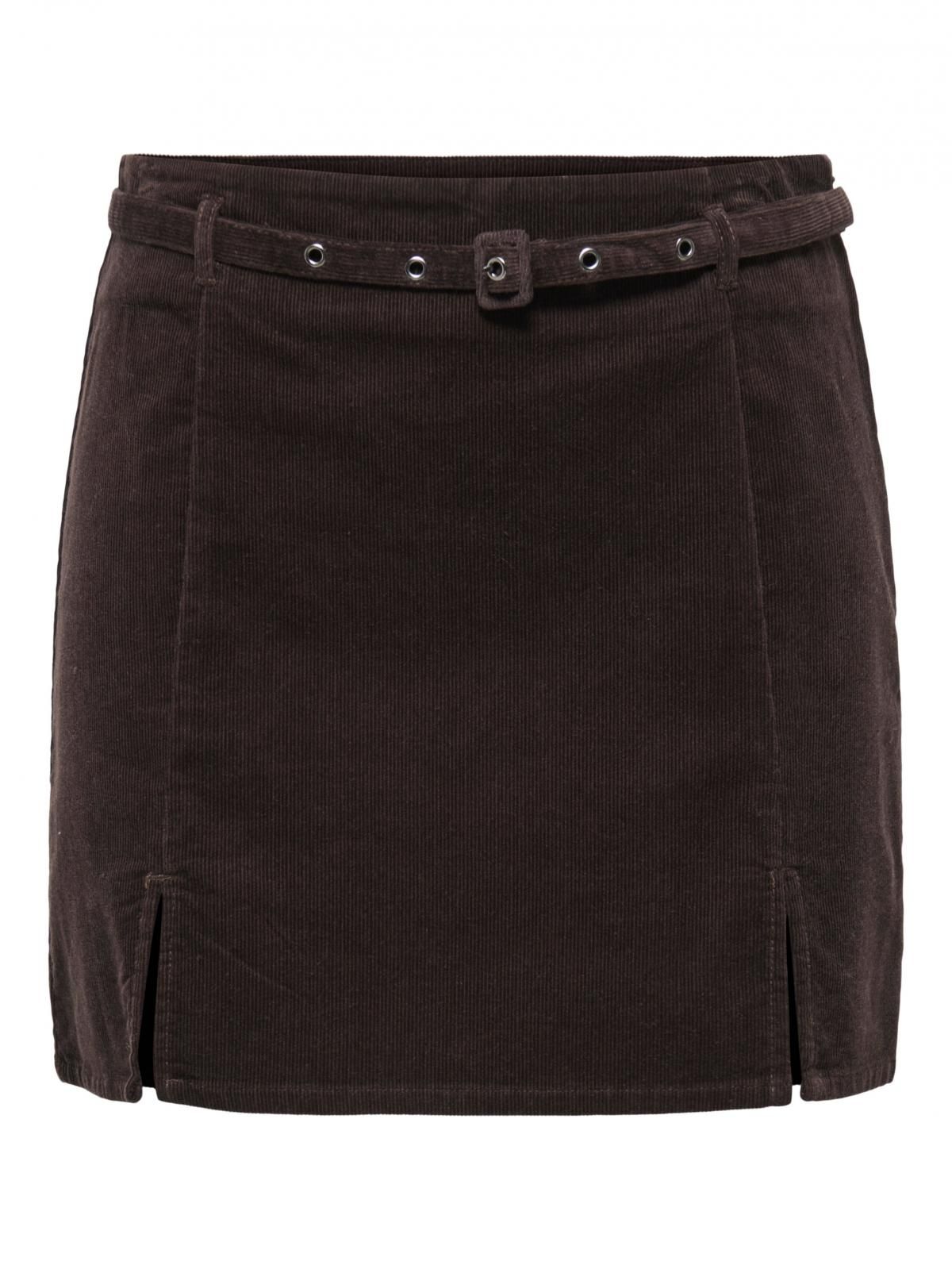 온리 벨트 미니 스커트 슬릿 코튼 15351308_280 BROWN / SEAL BROWN - 상세 이미지 3