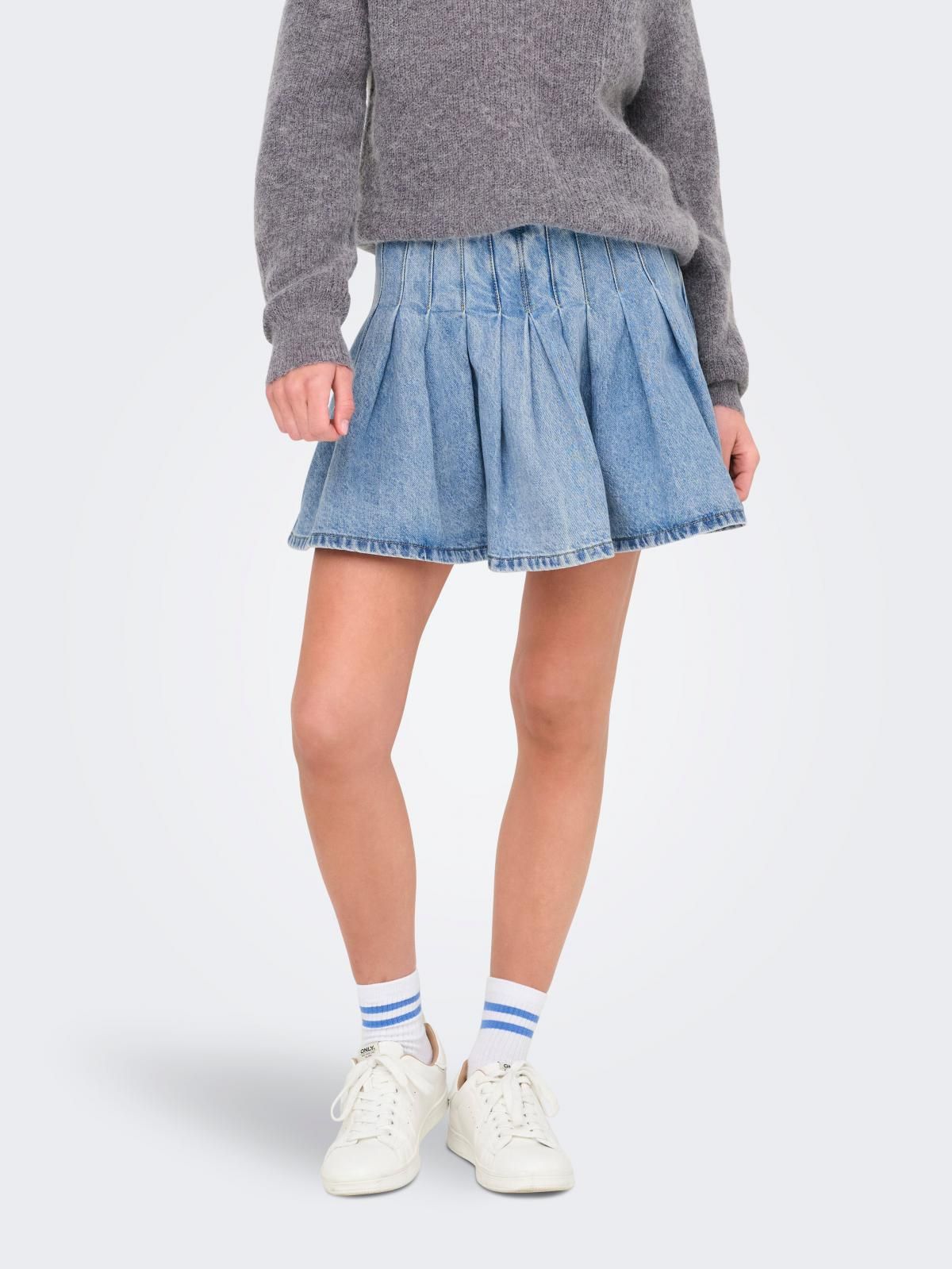 온리 플리츠 데님 미니 스커트 15357985_2115 BLUE / MEDIUM BLUE DENIM - 상품 이미지