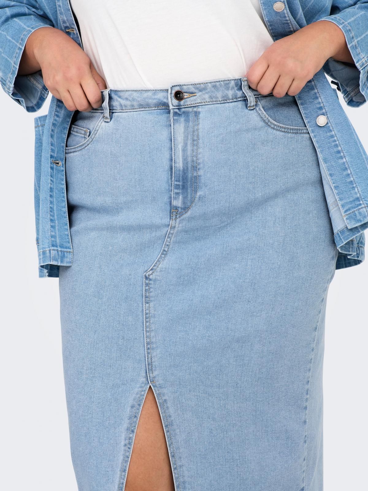 온리 빅사이즈 슬릿 데님 미디 스커트 15324767_2116 BLUE / LIGHT BLUE DENIM 이미지 6