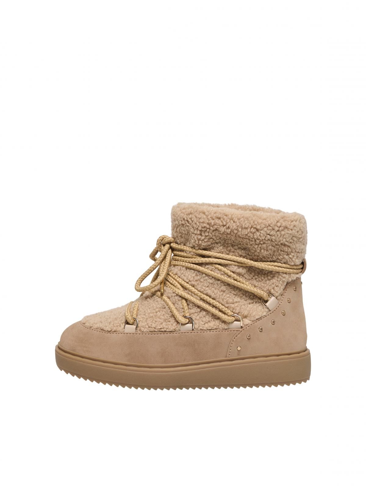 온리 퍼디테일 레이스업 앵클부츠 15356260_221 WHITE / BEIGE - 상품 이미지