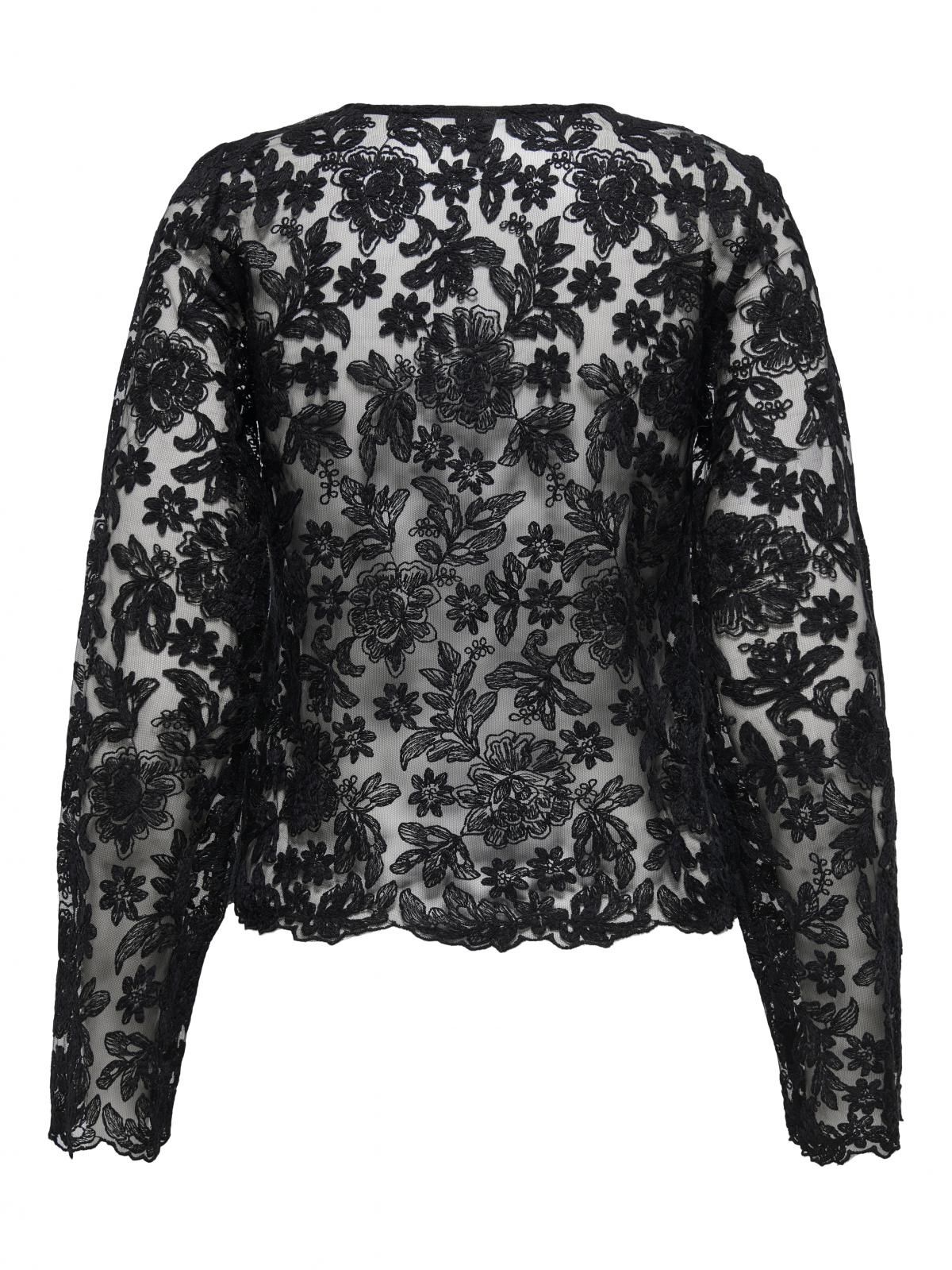 온리 레이스 시스루 블랙 퍼프소매 블라우스 15364735_2161 BLACK / BLACK - 상세 이미지 5