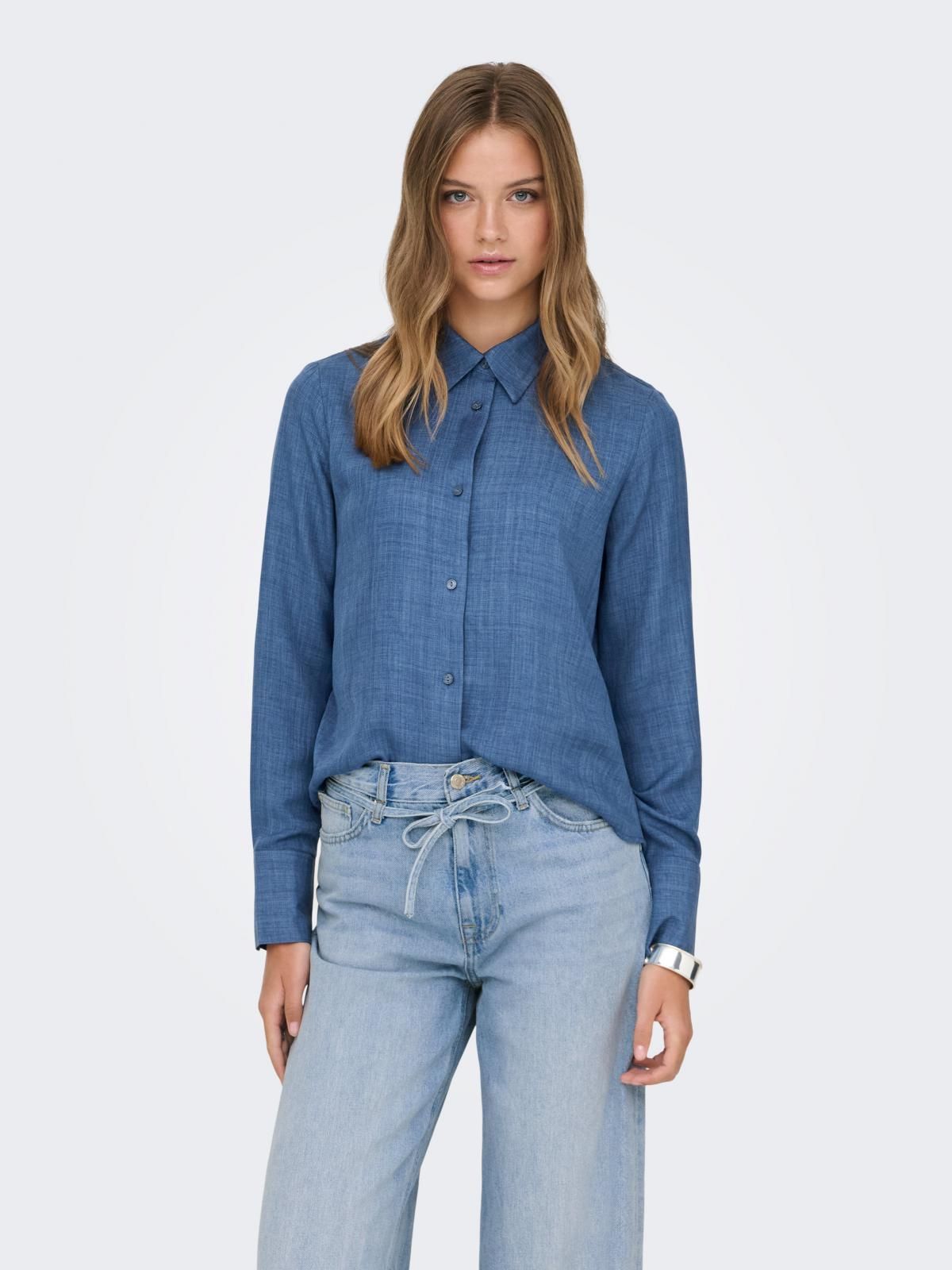 온리 테크니컬 데님 긴팔 셔츠 15369949_2115_1259812 BLUE / MEDIUM BLUE DENIM - 상품 이미지