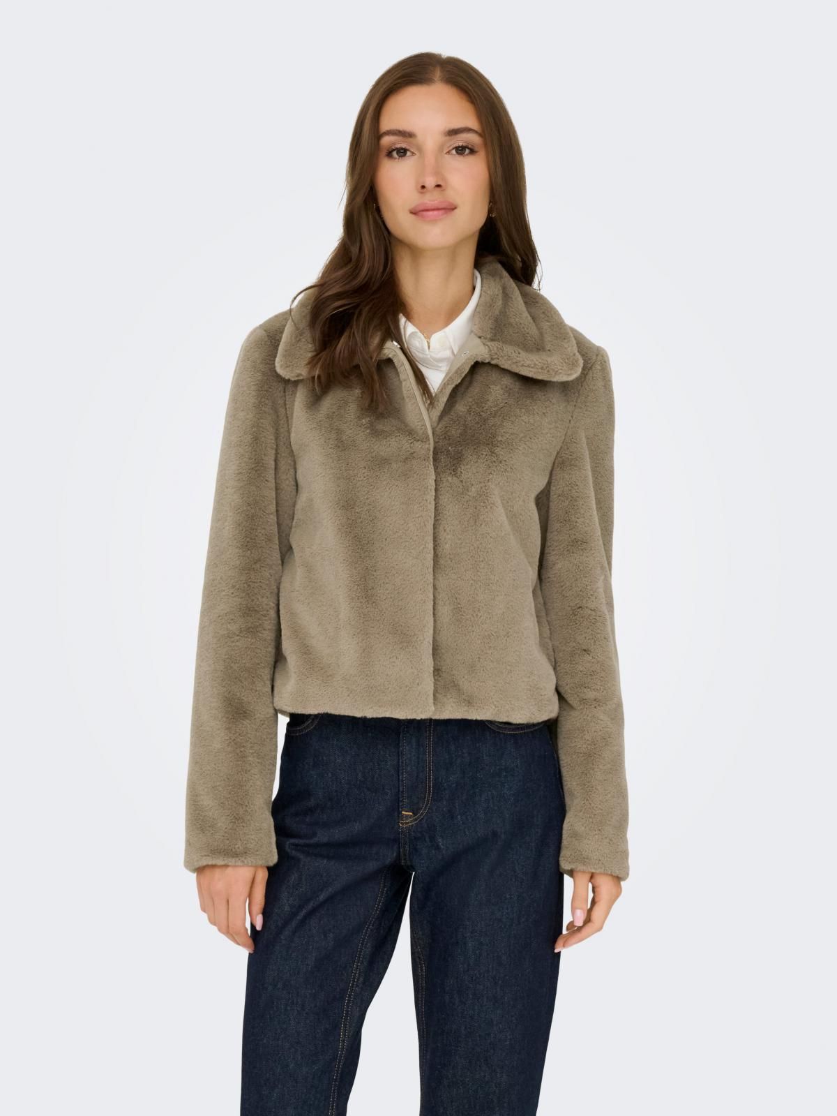 제이디와이 페이크 퍼 숏 코트 15353994_112 BROWN / TIMBER WOLF - 상품 이미지