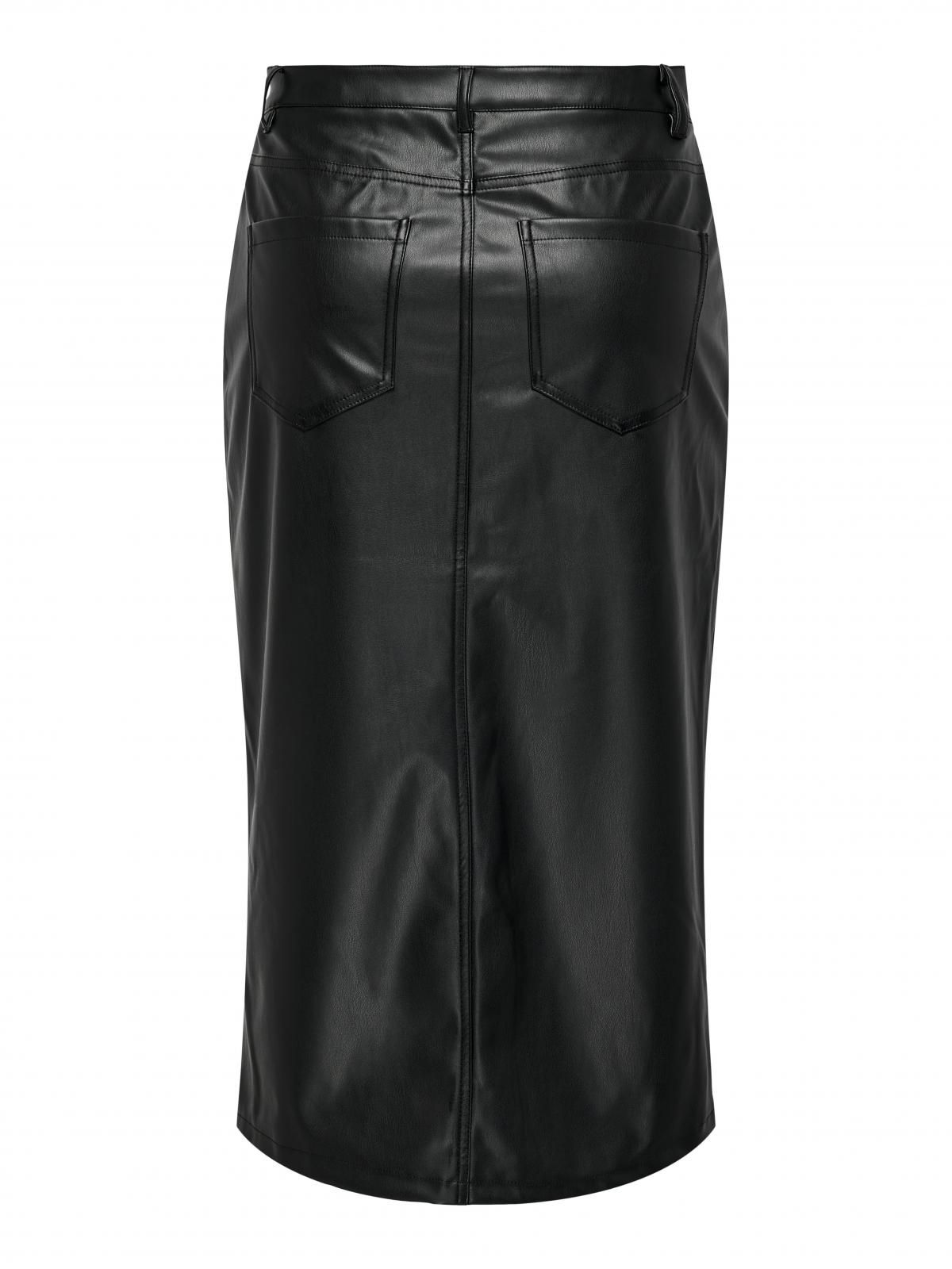 온리 테크니컬 레더 롱 스커트 15324778_2161 BLACK / BLACK - 상세 이미지 4