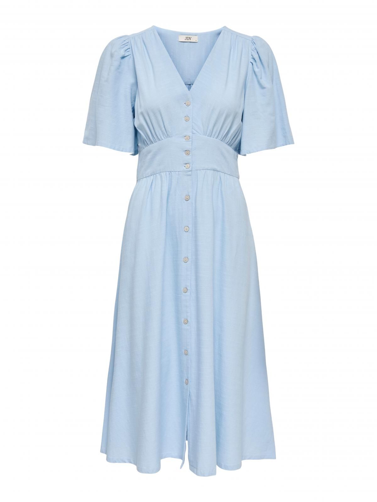 제이디와이 데일리 브이넥 플레어 미디 원피스 15367092_1966 BLUE / CHAMBRAY BLUE - 상세 이미지 3