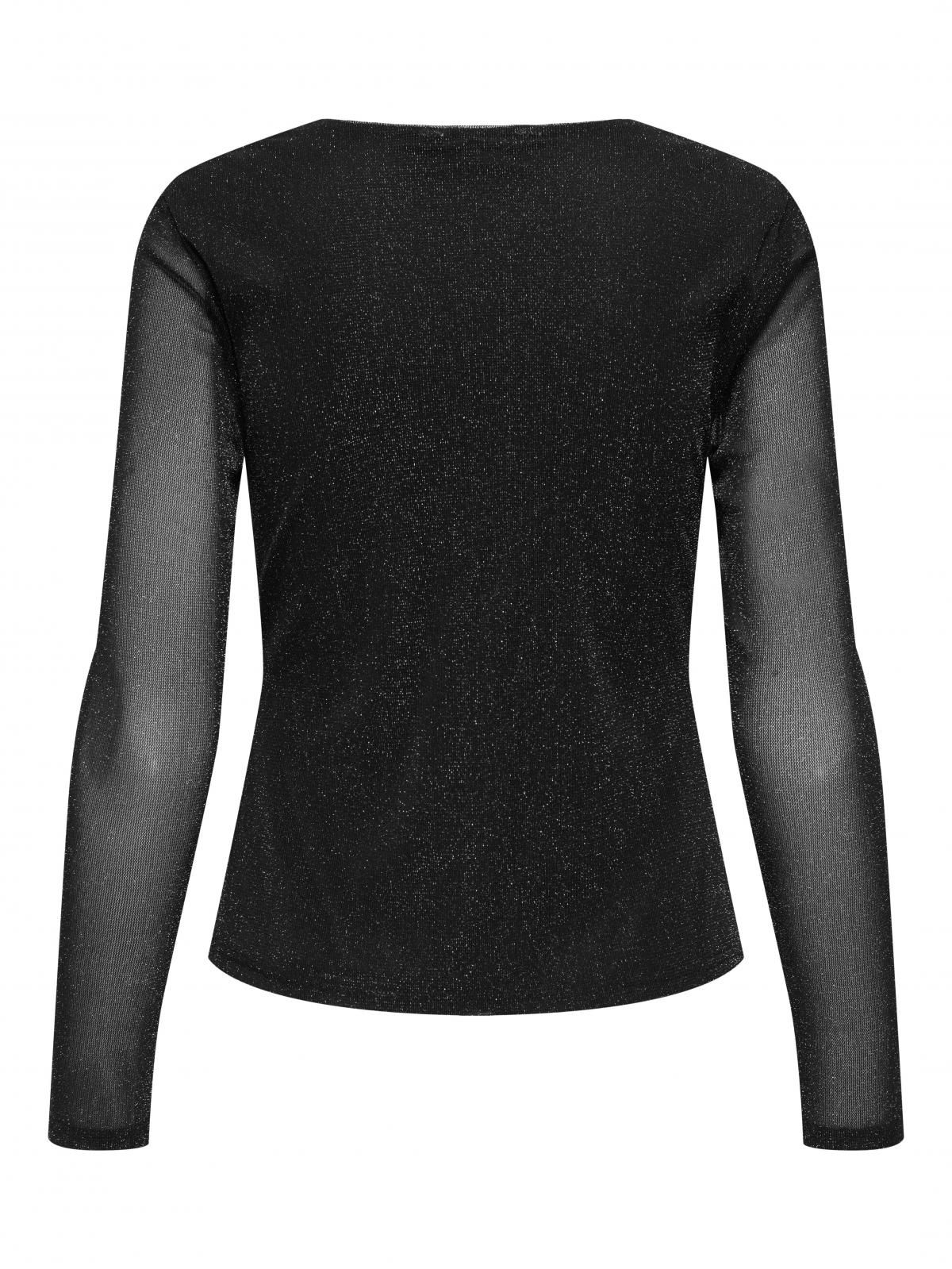 온리 글리터 브이넥 슬림핏 시스루 탑 15358430_2161 BLACK / BLACK - 상세 이미지 5