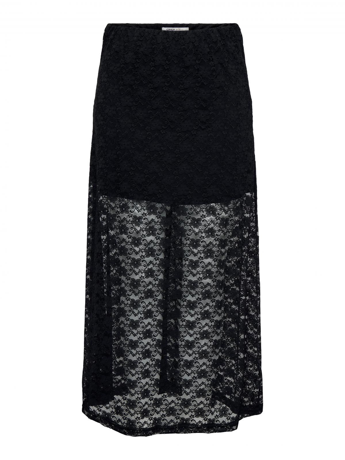 온리 레이스 미디 밴딩 스커트 15357638_2161 BLACK / BLACK - 상세 이미지 3