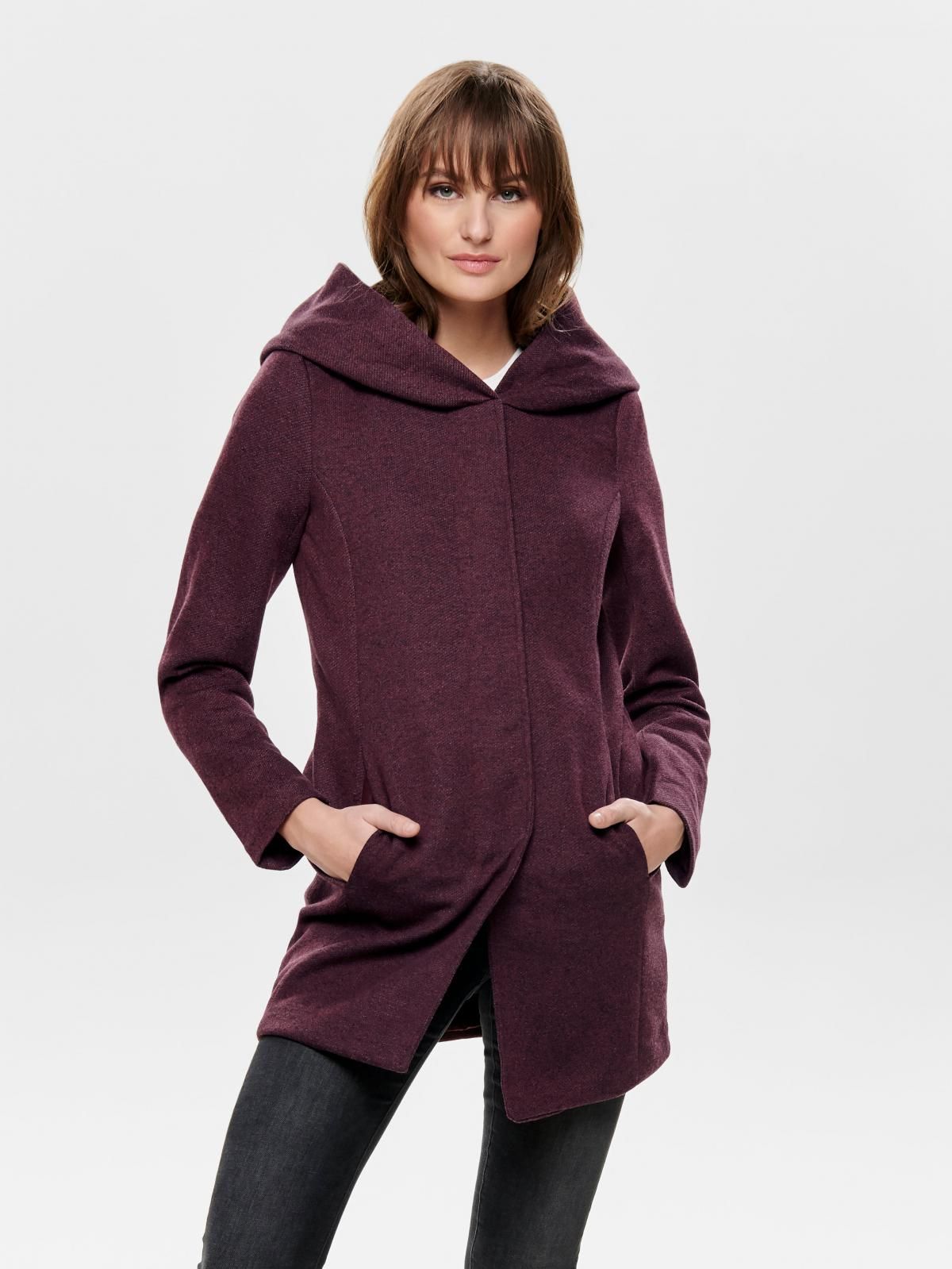 온리 버건디 후드 롱코트 15142911_1012_594507 PURPLE / CHOCOLATE TRUFFLE - 상품 이미지