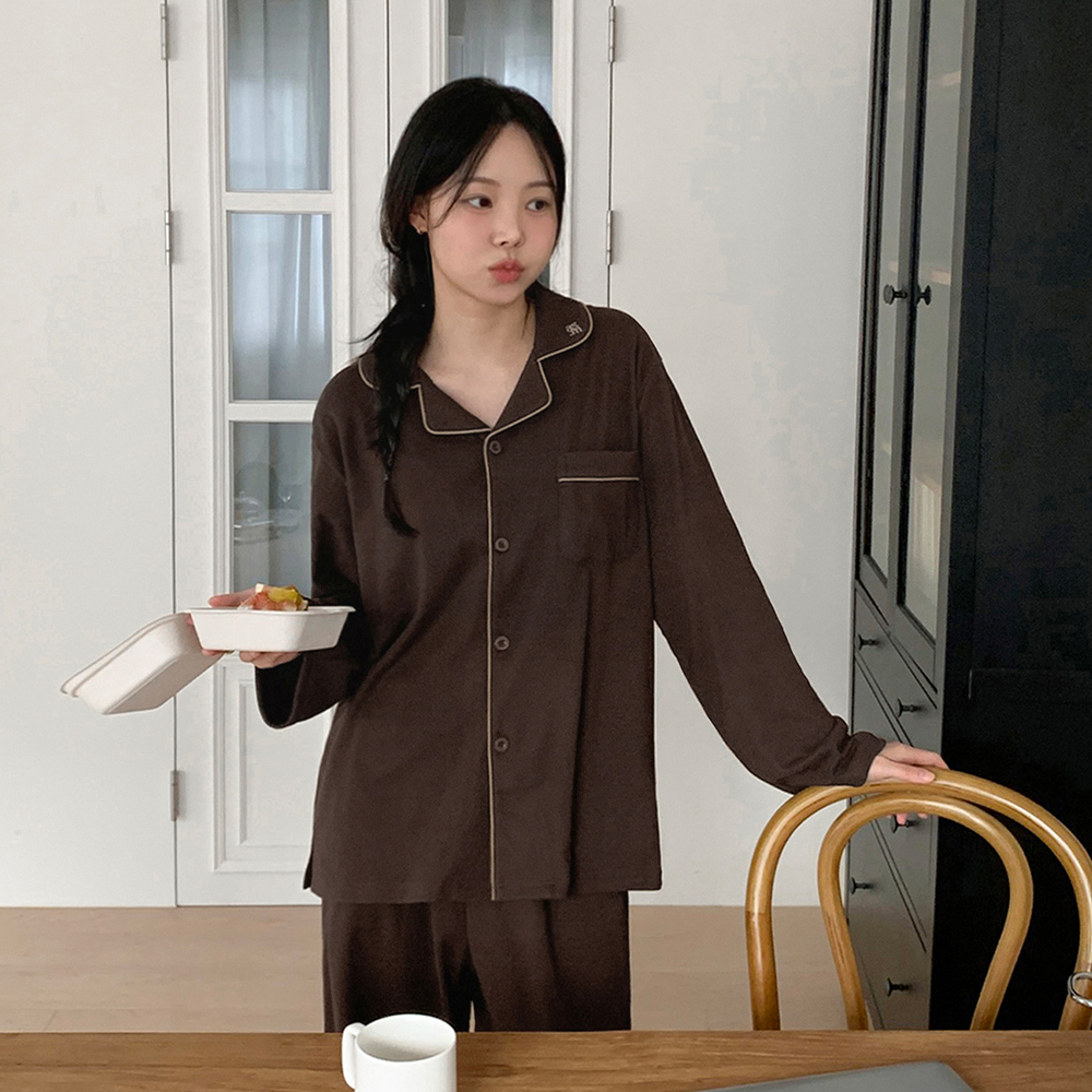 마일리 웜모어 기모 후리스 긴팔 커플파자마 남녀공용 잠옷세트 2color - 상세 이미지 2