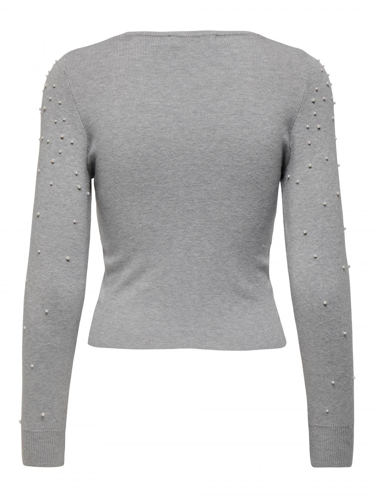온리 진주장식 라운드넥 긴팔 니트 탑 15346656_2381_1181542 GREY / LIGHT GREY MELANGE - 상세 이미지 4