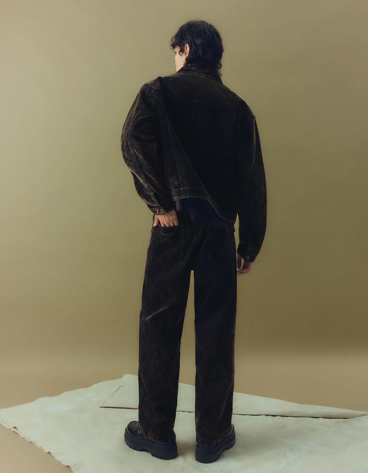 버쉬카 빈티지 프레이드 배기핏 블랙 데님 팬츠 5377/074 BROWN - 상세 이미지 4