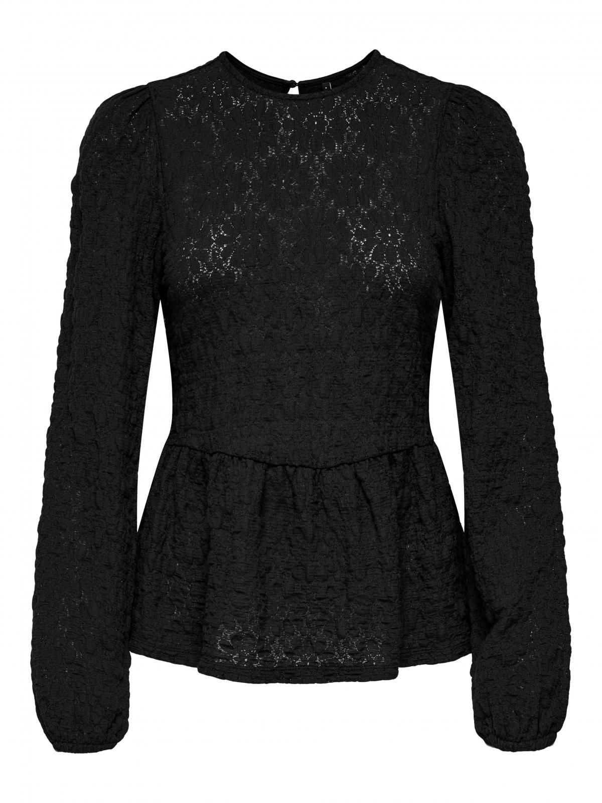온리 페미닌 볼륨핏 블랙 페블럼 블라우스 15364740_2161 BLACK / BLACK - 상세 이미지 3