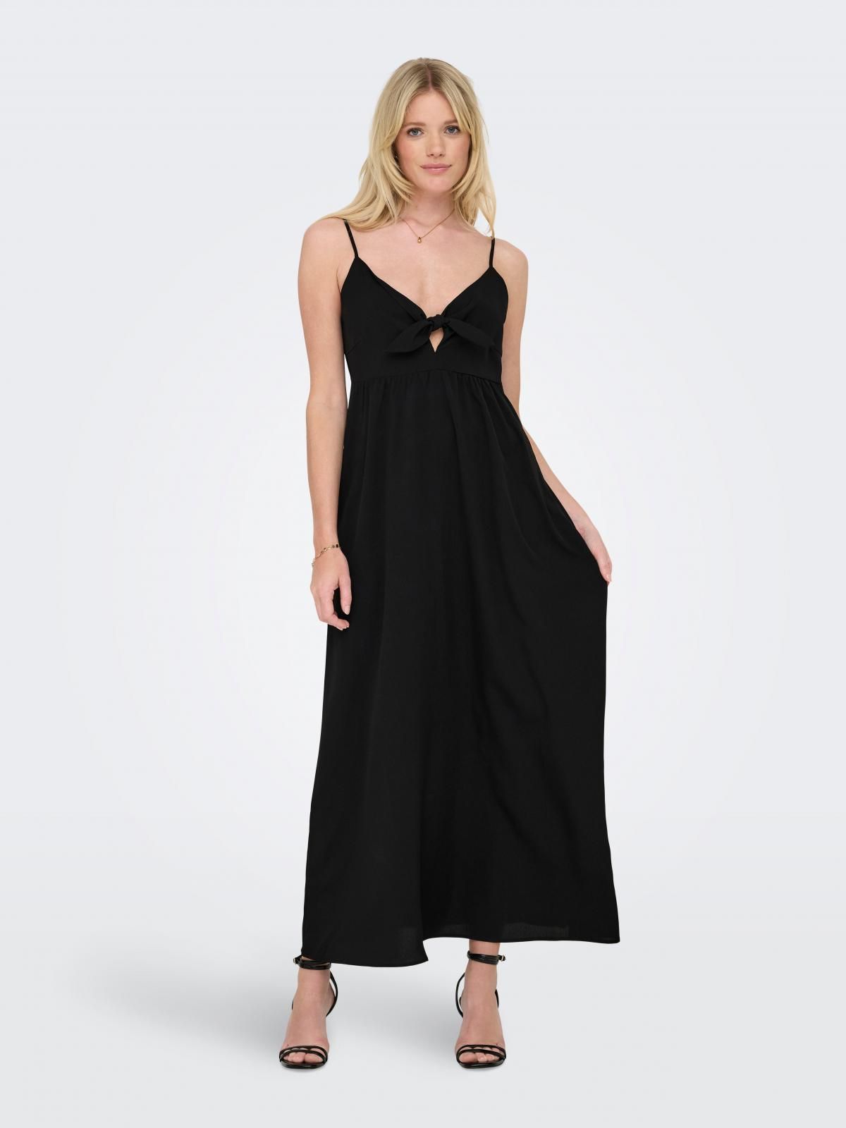 온리 트렌디 브이넥 슬리브리스 롱 원피스 15352895_2161 BLACK / BLACK - 상세 이미지 5