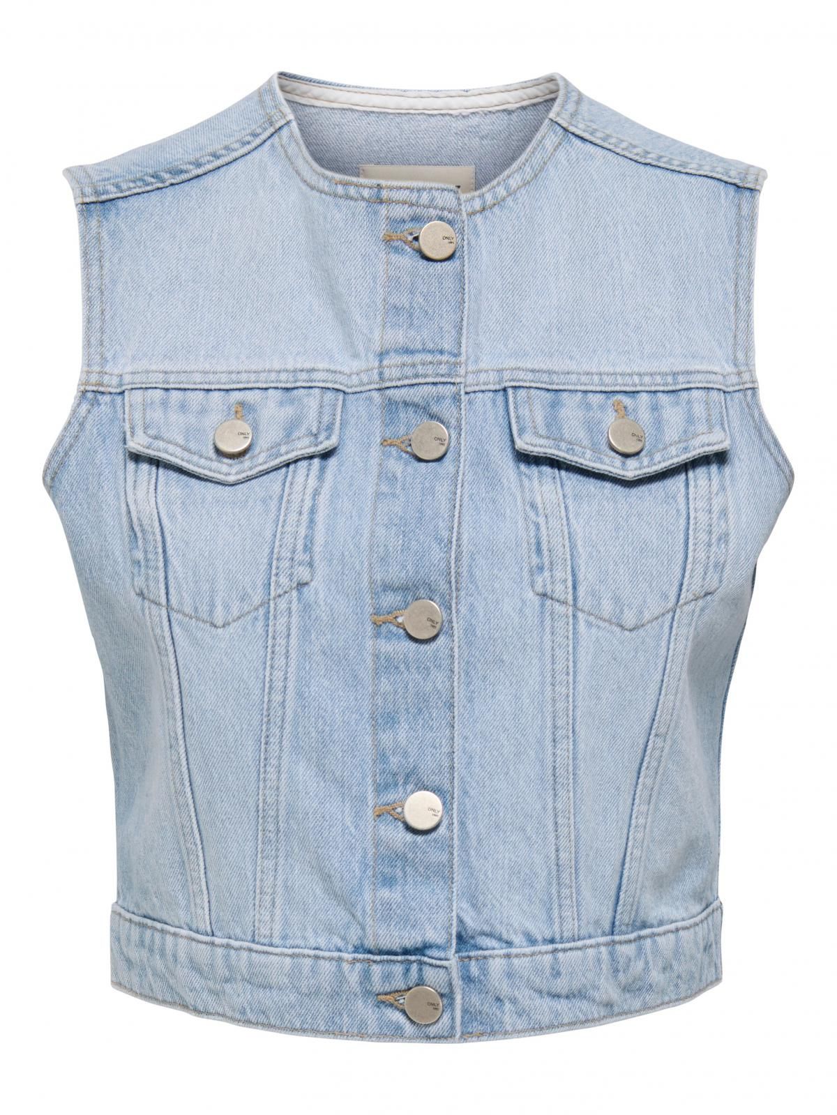 온리 데님 라이트워싱 크롭 베스트 15351937_2116 BLUE / LIGHT BLUE DENIM - 상세 이미지 3
