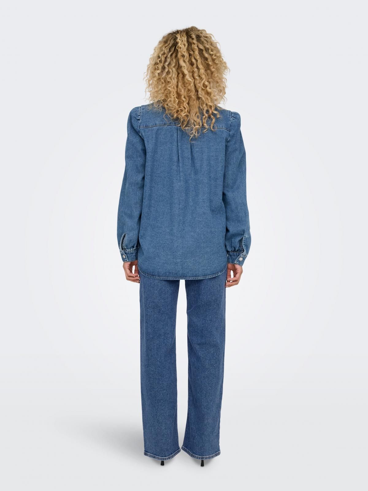 온리 테크니컬 데님 레귤러핏 셔츠 15347085_2115 BLUE / MEDIUM BLUE DENIM - 상세 이미지 2