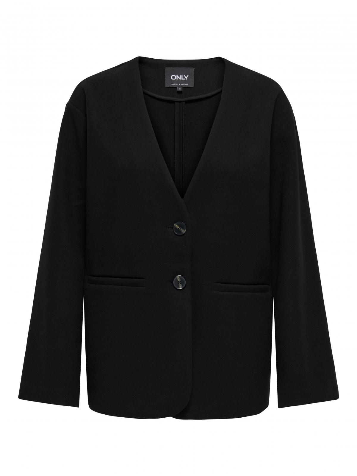 온리 오버핏 테일러드 브이넥 블랙 블레이저 15350889_2161 BLACK / BLACK - 상세 이미지 3