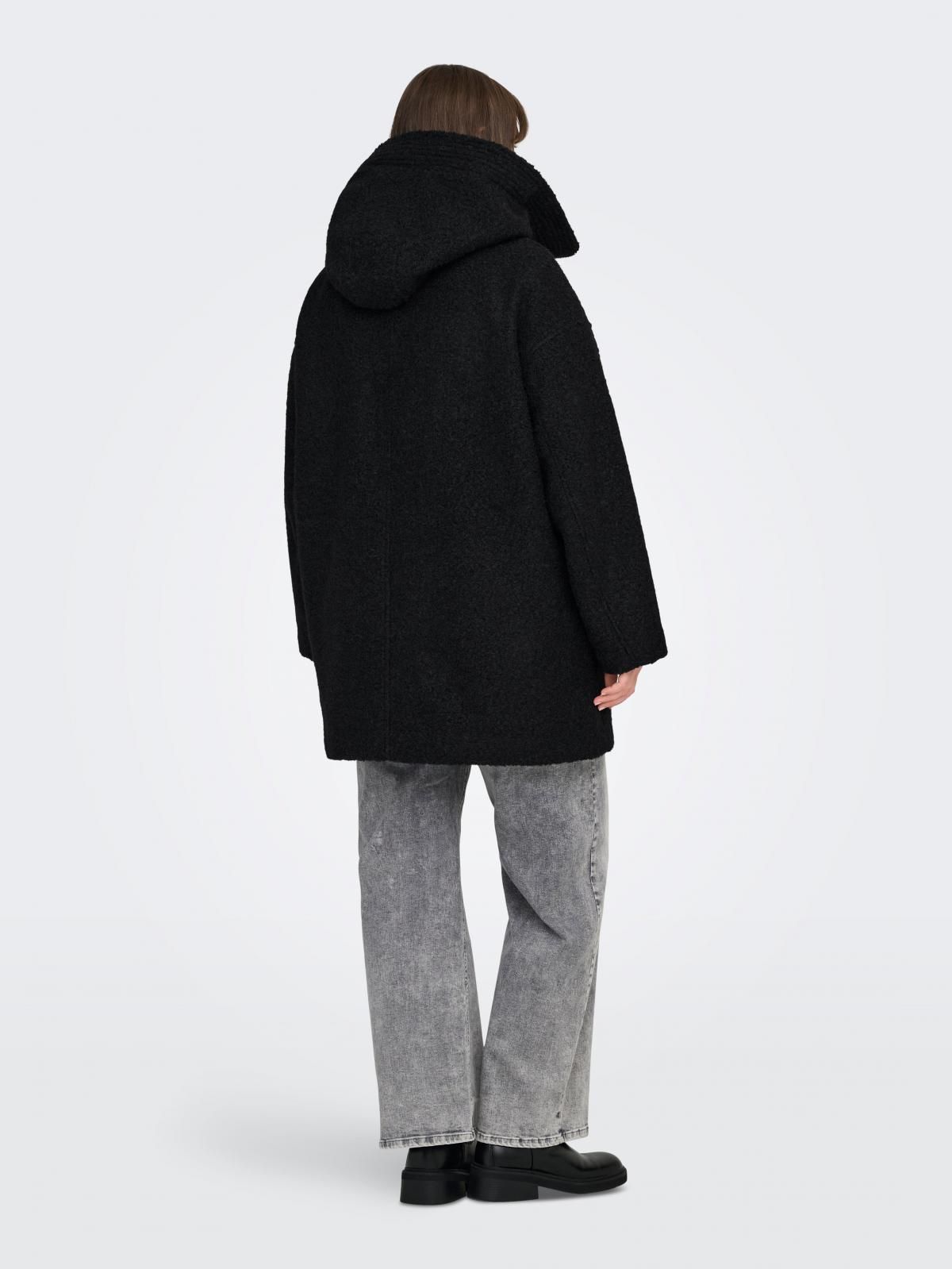 온리 빅사이즈 후드 롱 코트 15370185_2161 BLACK / BLACK - 상세 이미지 2