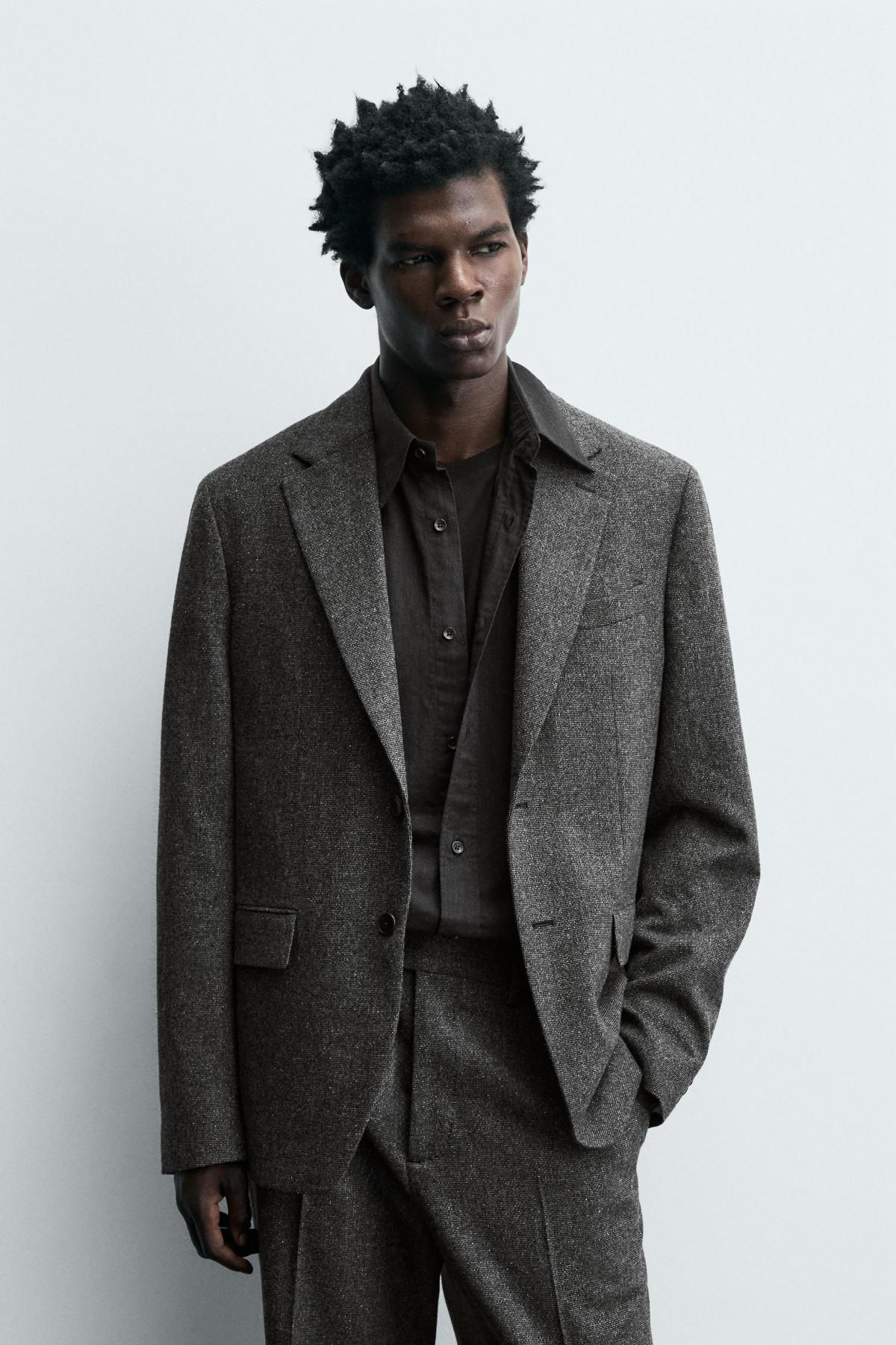 자라 테크니컬 울 텍스처 블레이저 9814/249 ANTHRACITE GREY - 상세 이미지 3